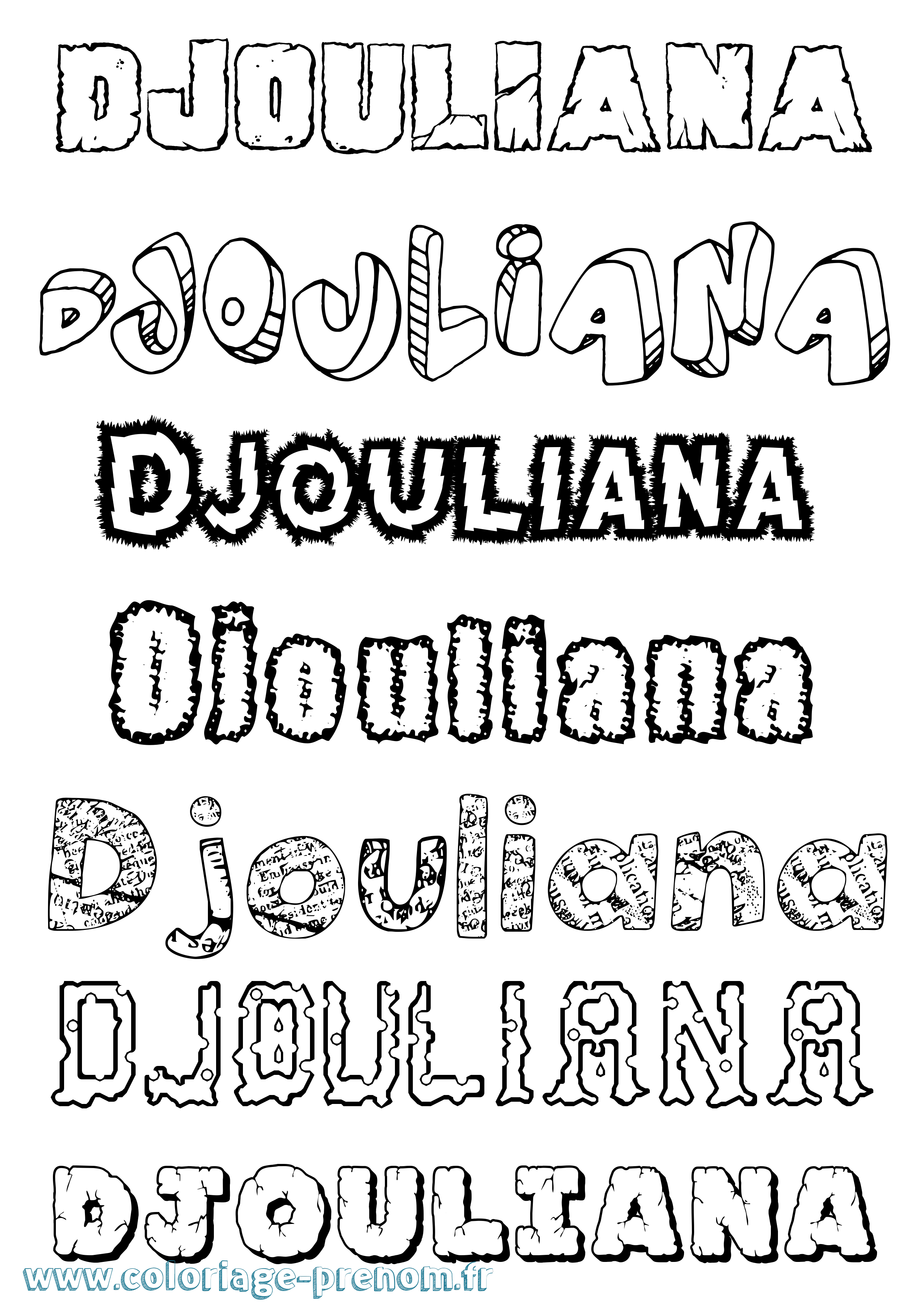 Coloriage prénom Djouliana Destructuré