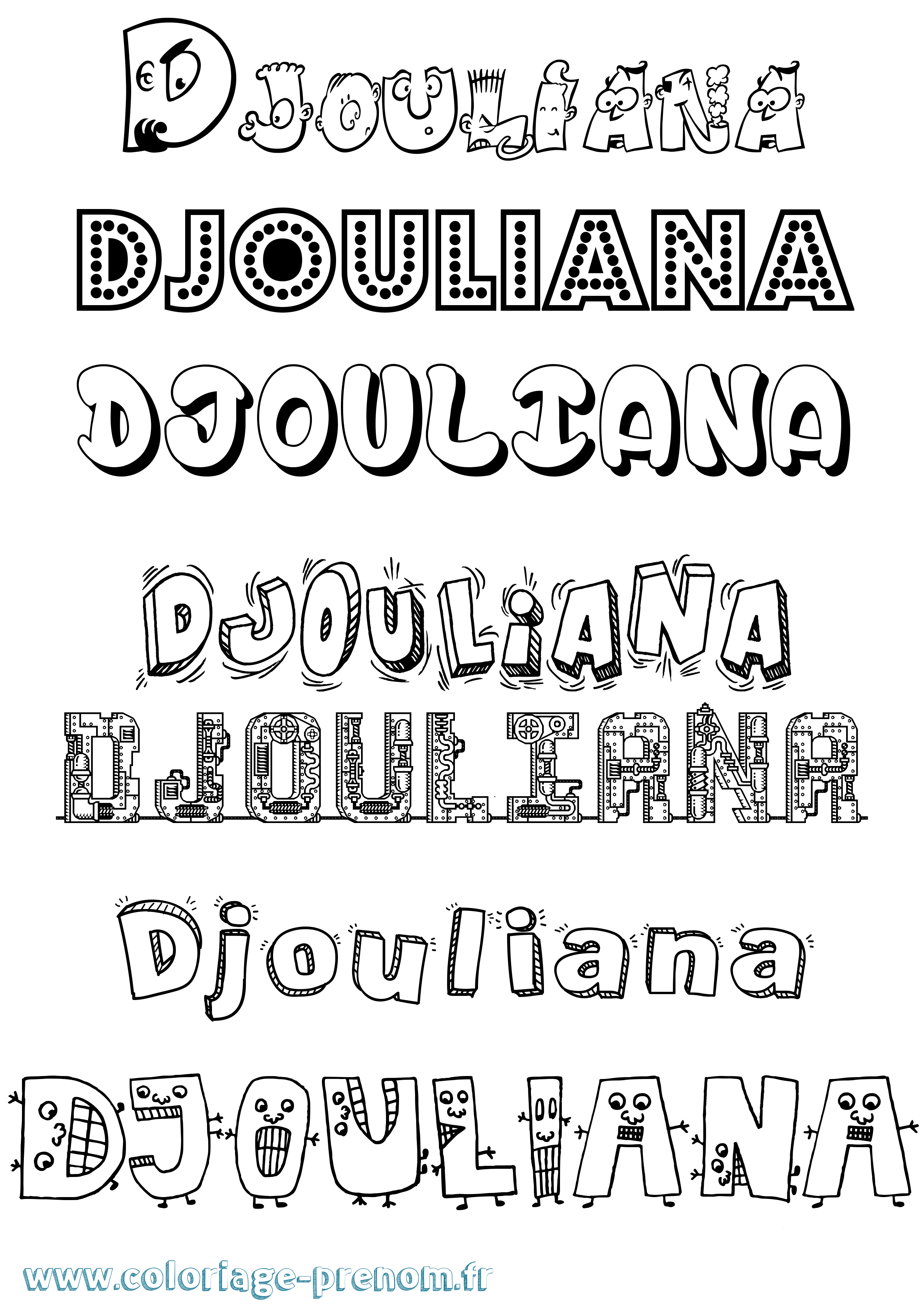 Coloriage prénom Djouliana Fun