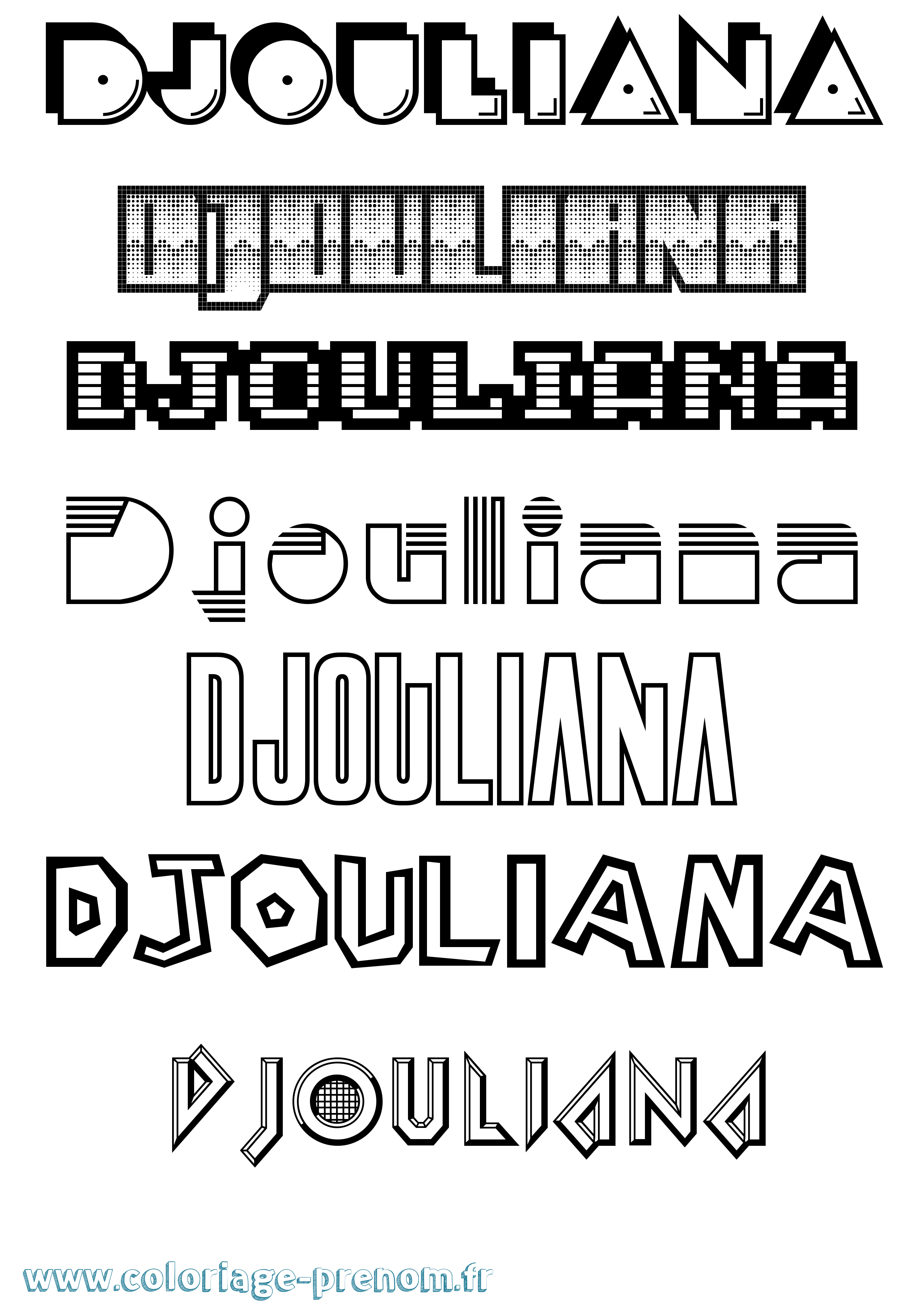 Coloriage prénom Djouliana Jeux Vidéos