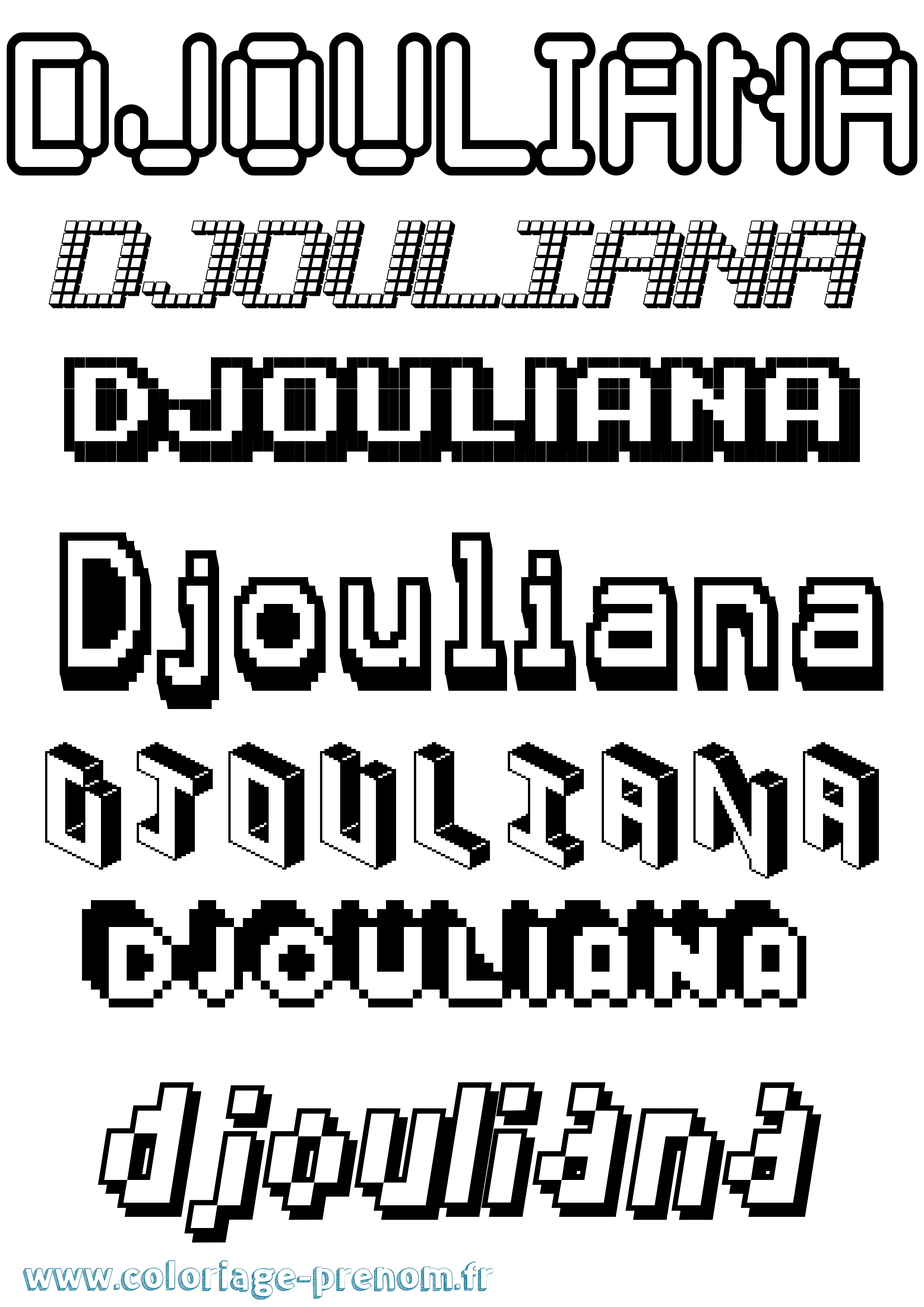 Coloriage prénom Djouliana Pixel