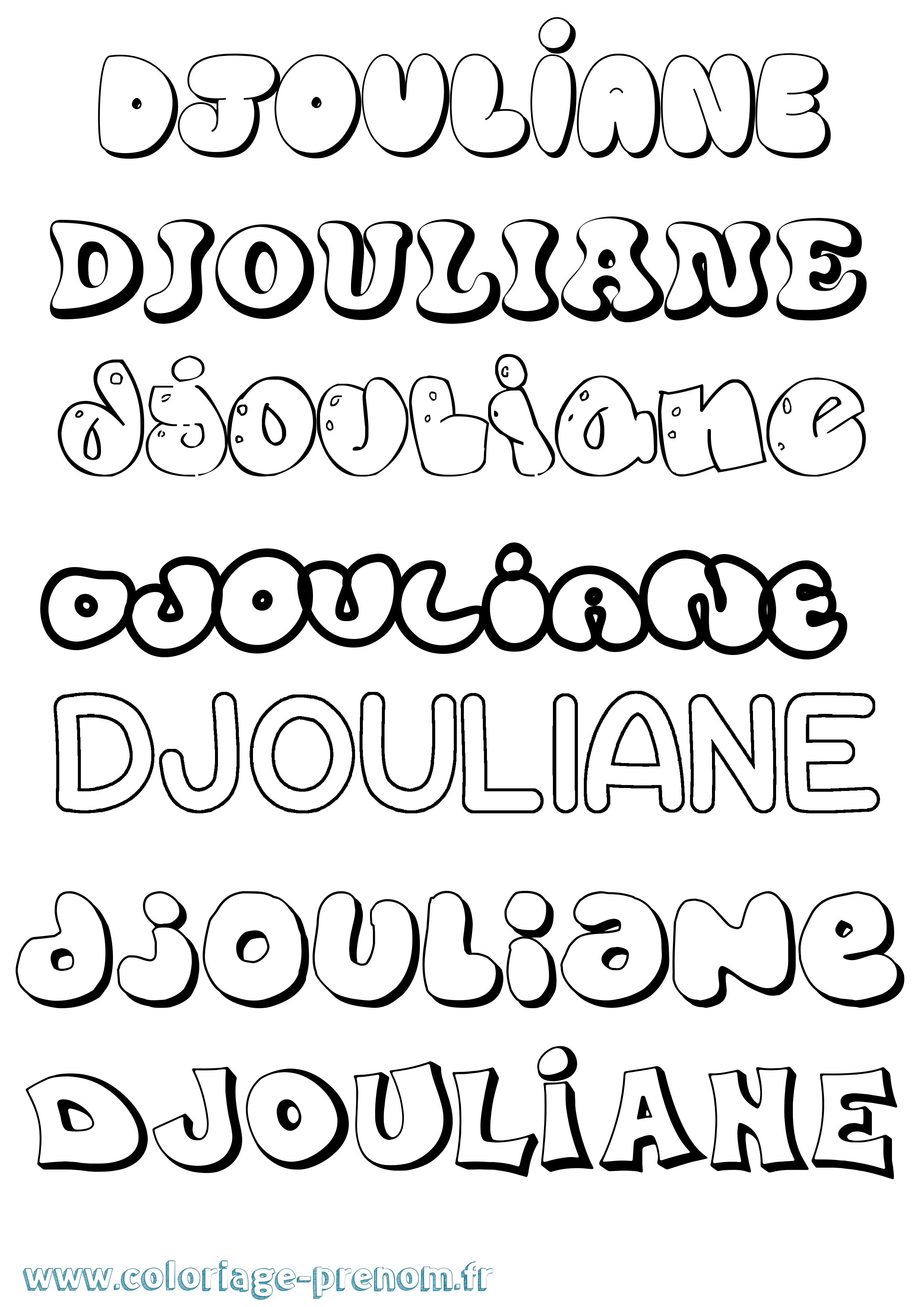 Coloriage prénom Djouliane Bubble