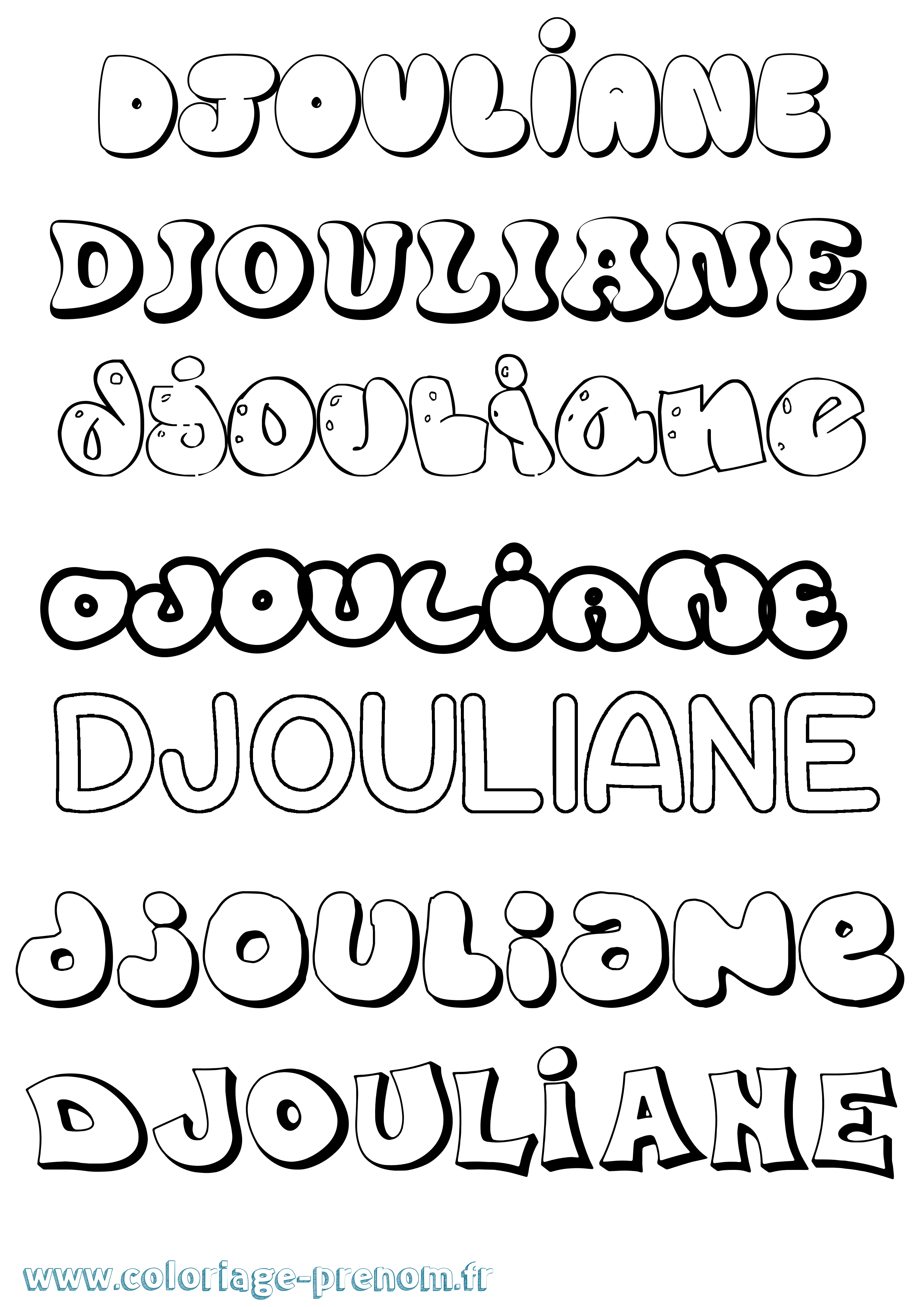 Coloriage Djouliane Bubble Coloriage prénom Djouliane Bubble