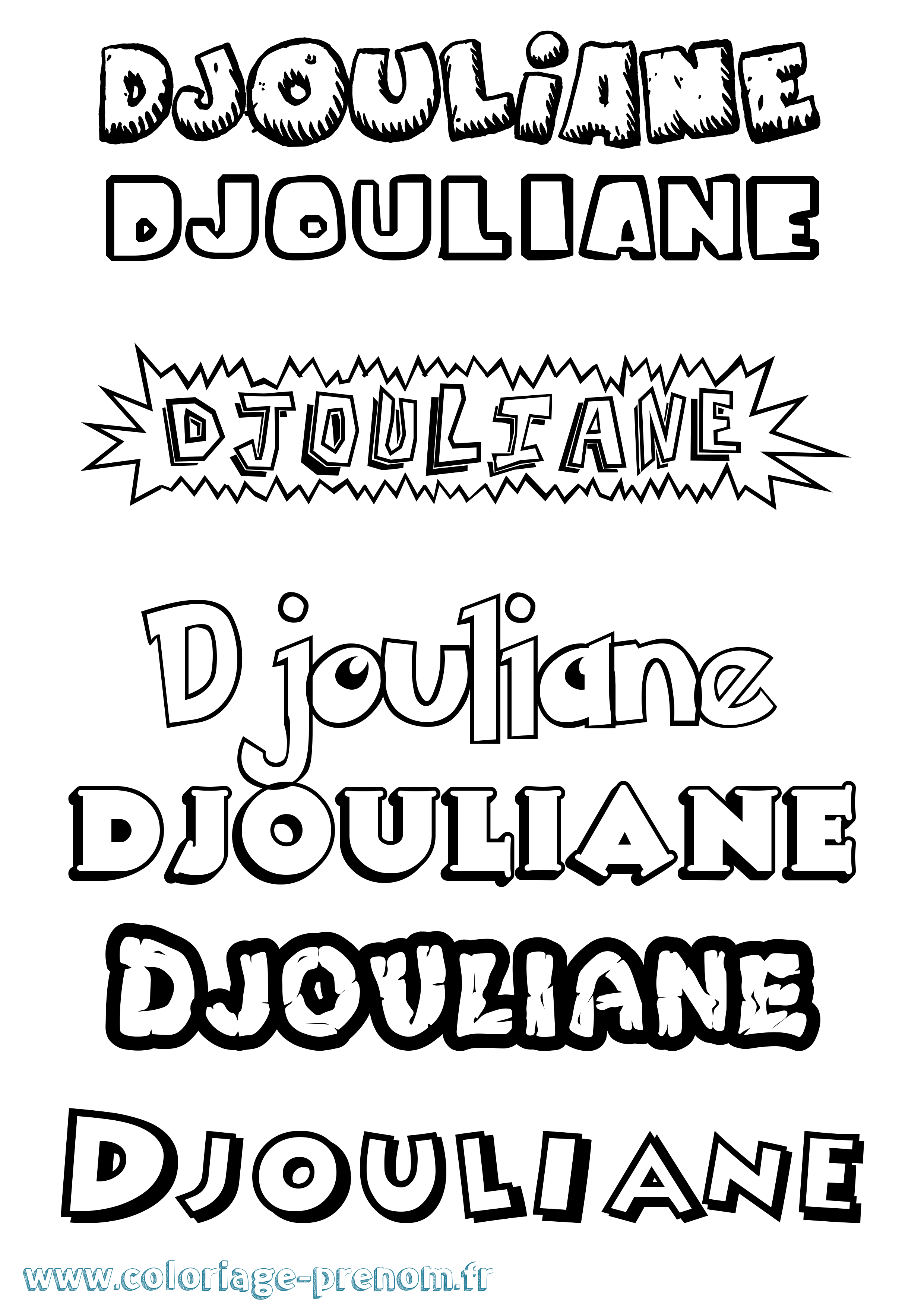 Coloriage Djouliane Dessin Animé Coloriage prénom Djouliane Dessin Animé