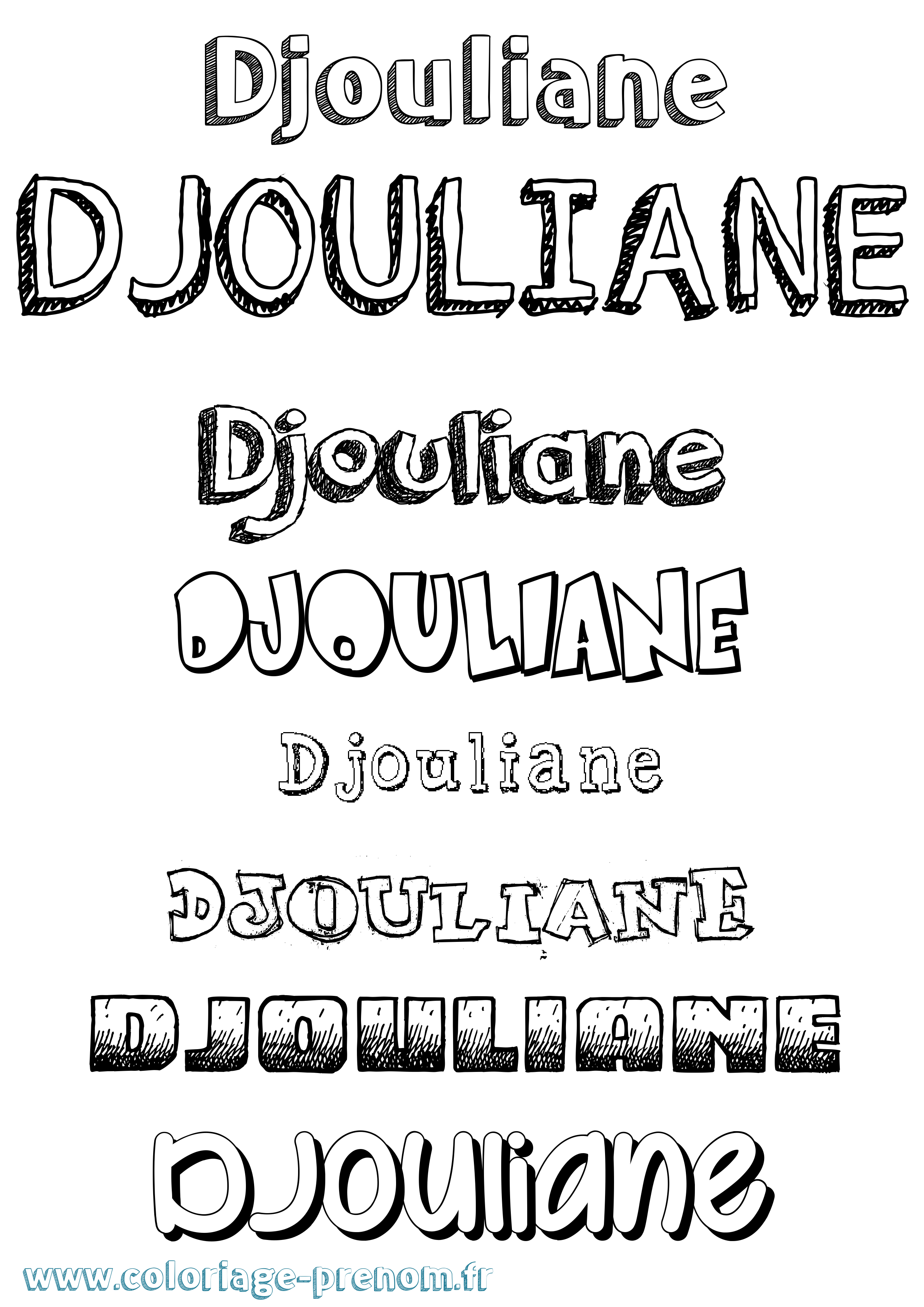 Coloriage prénom Djouliane Dessiné