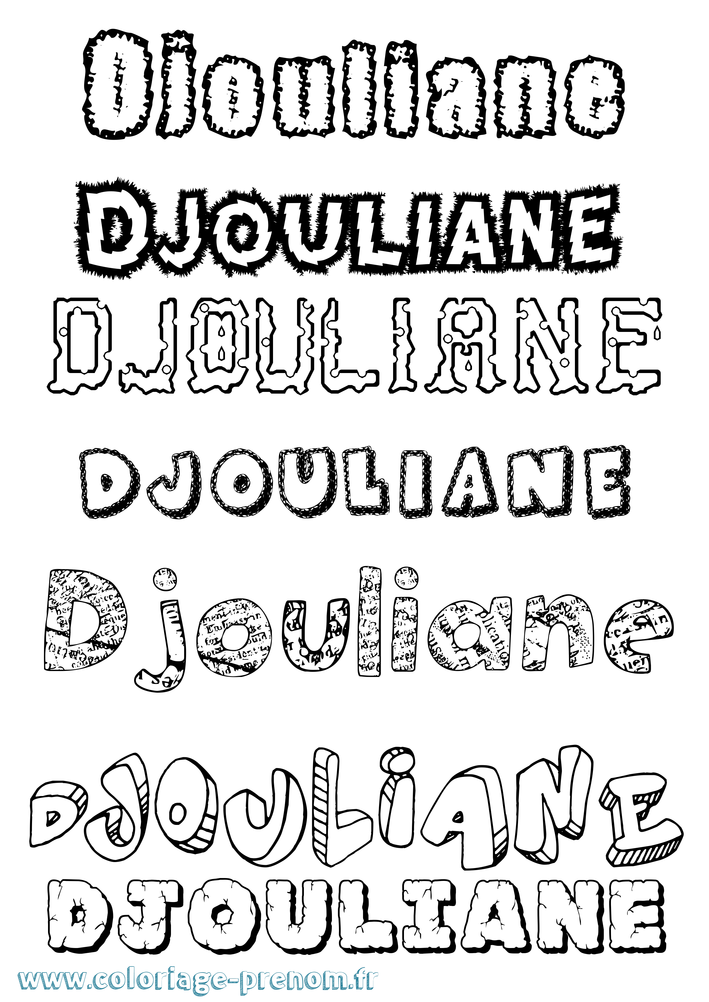 Coloriage Djouliane Destructuré Coloriage prénom Djouliane Destructuré