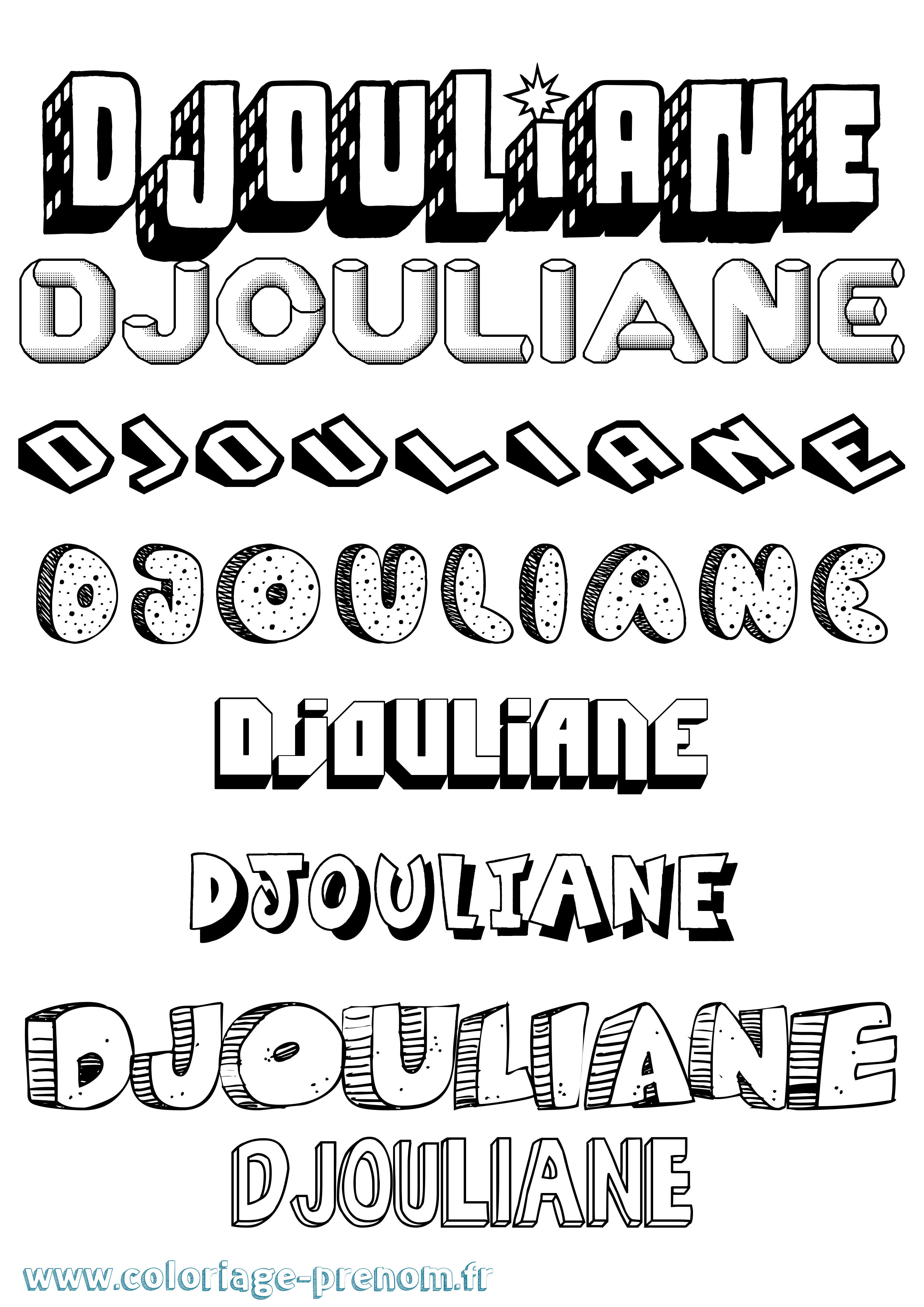 Coloriage Djouliane Effet 3D Coloriage prénom Djouliane Effet 3D