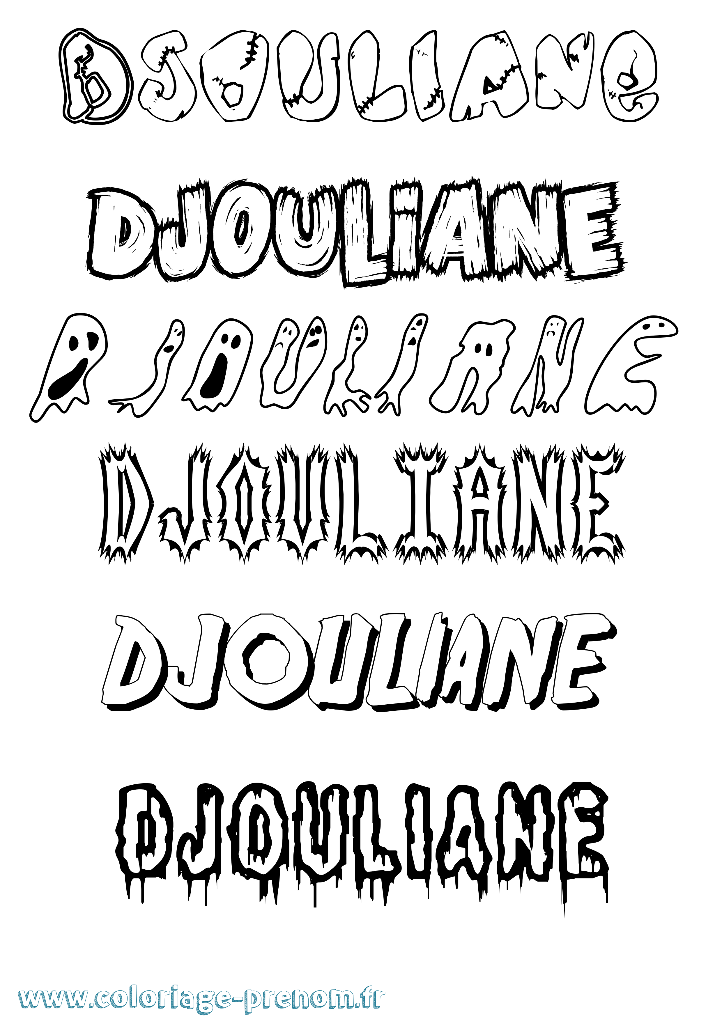 Coloriage Djouliane Frisson Coloriage prénom Djouliane Frisson