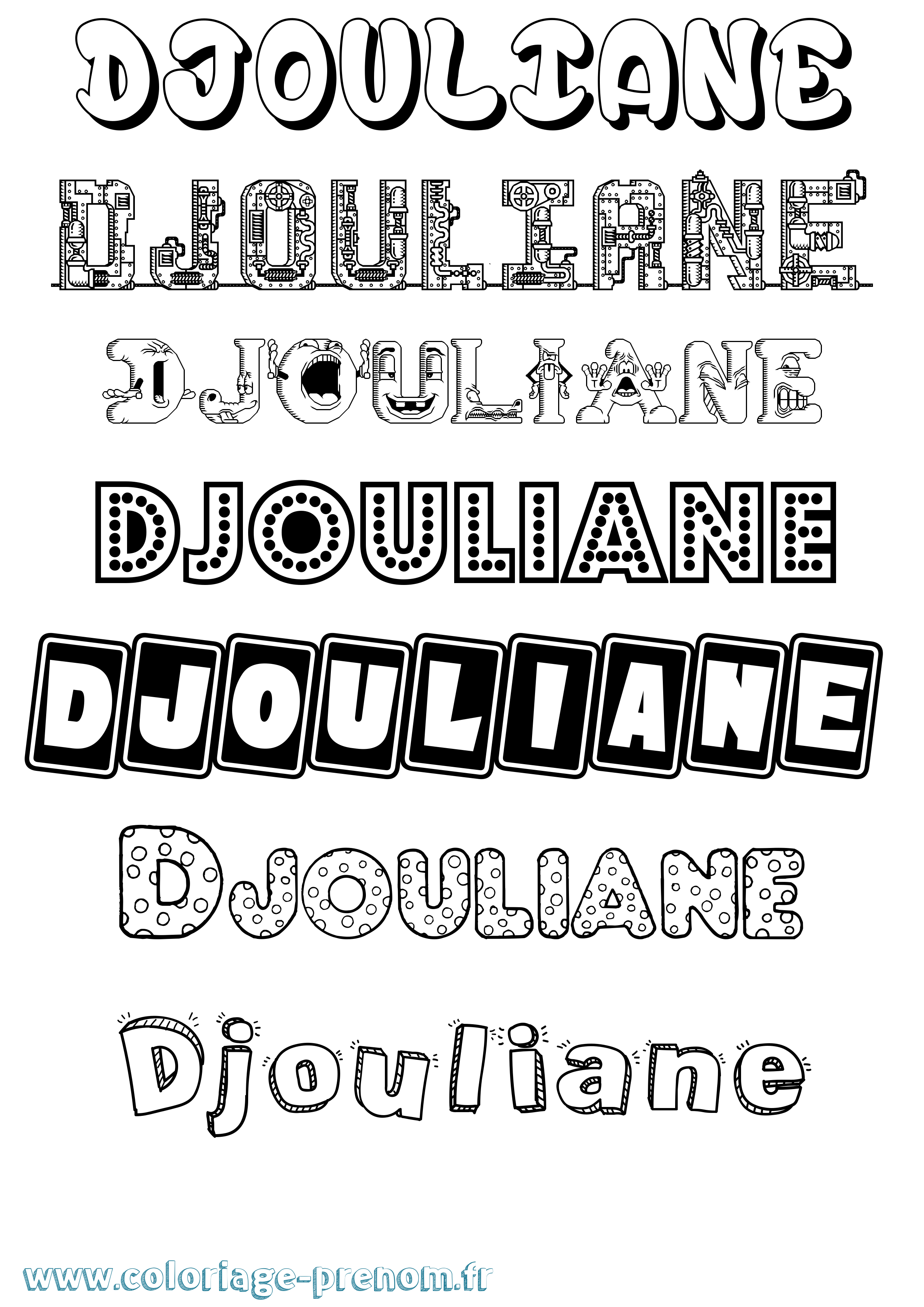 Coloriage prénom Djouliane Fun