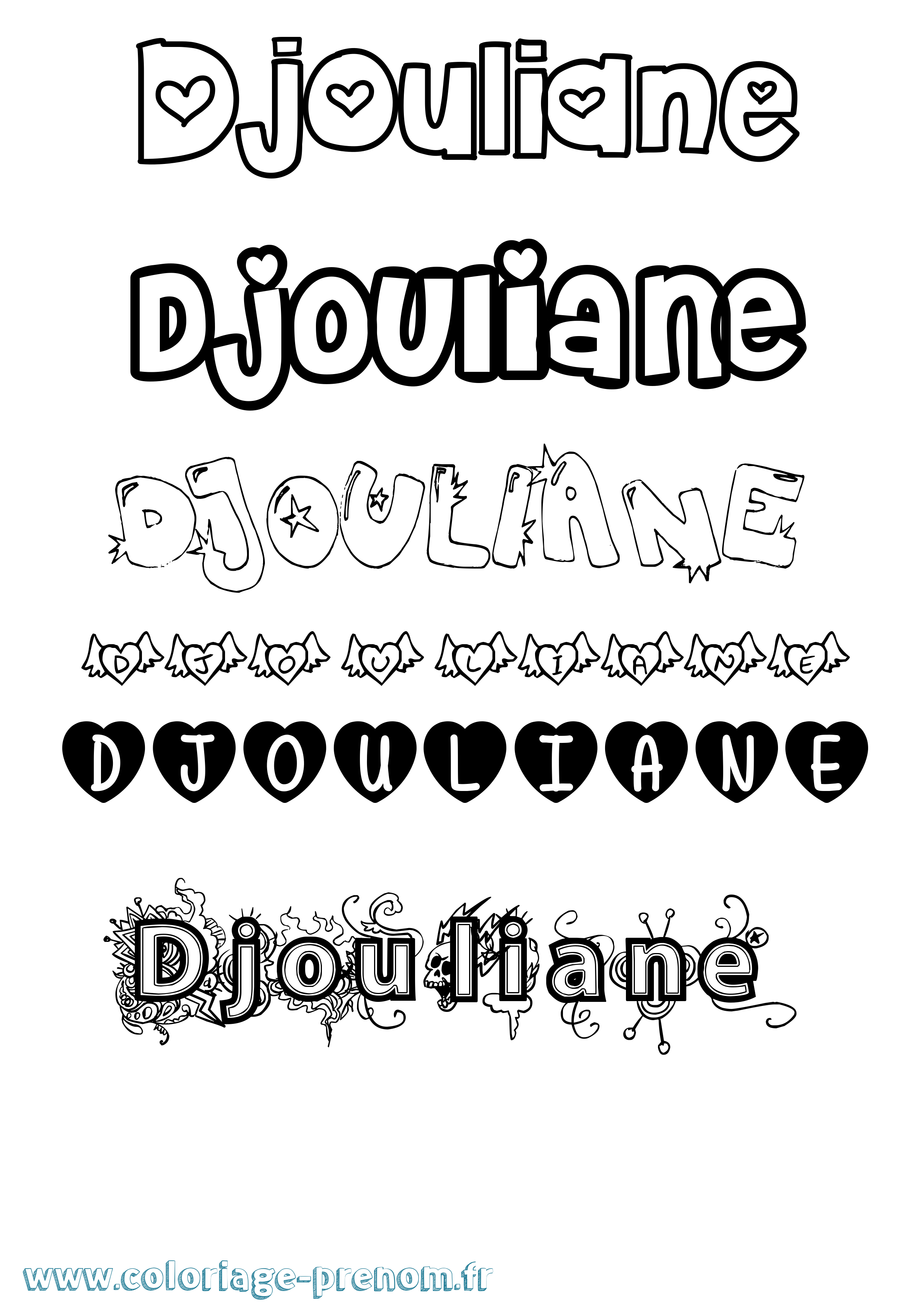Coloriage Djouliane Girly Coloriage prénom Djouliane Girly