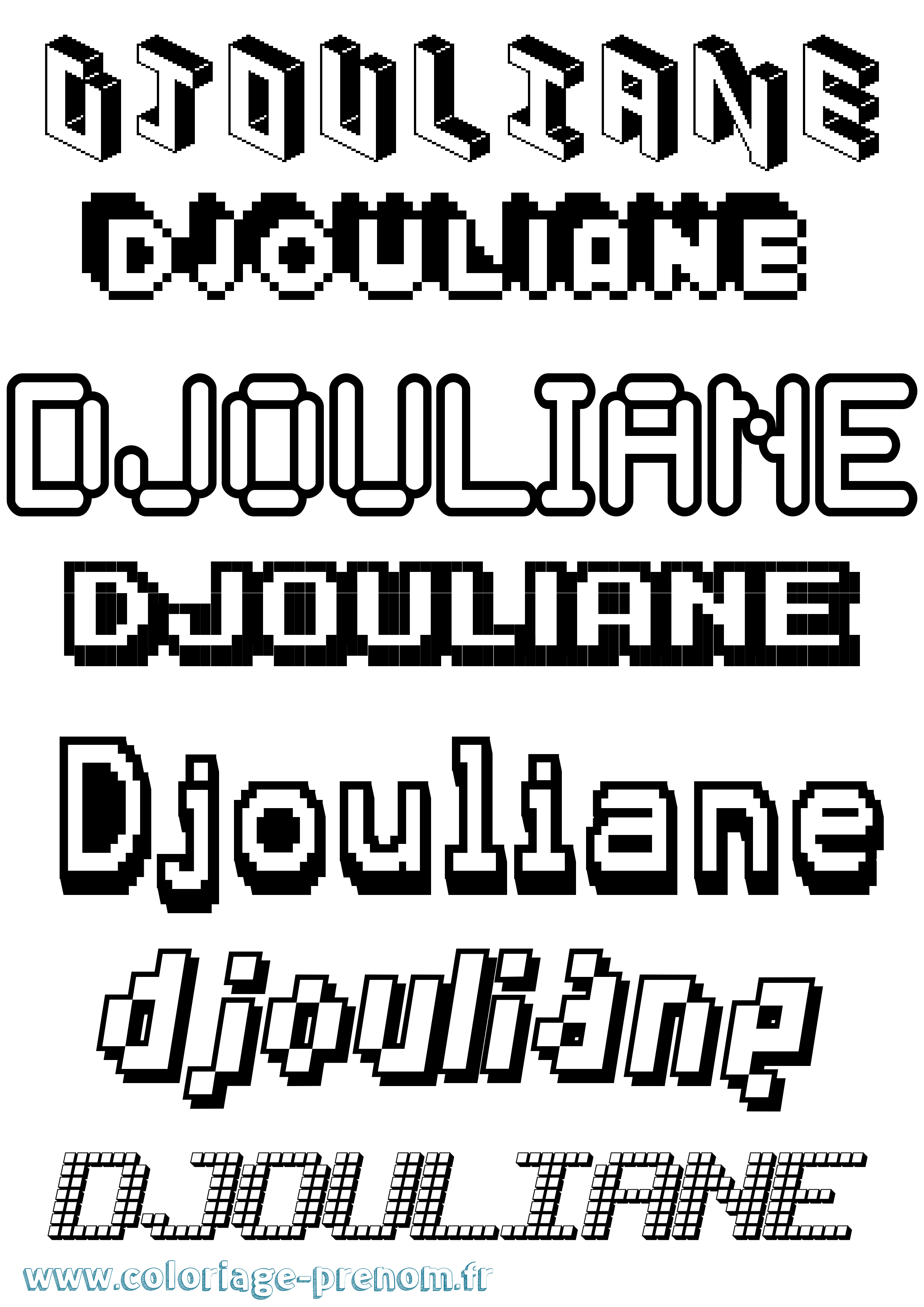 Coloriage prénom Djouliane Pixel
