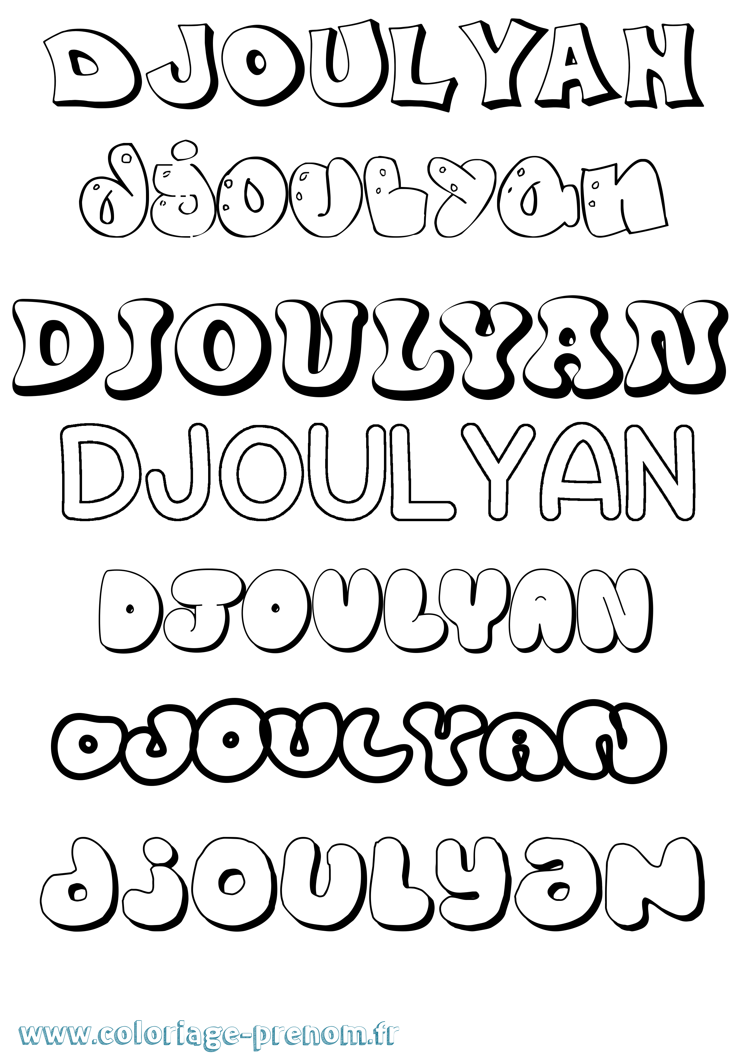 Coloriage prénom Djoulyan Bubble