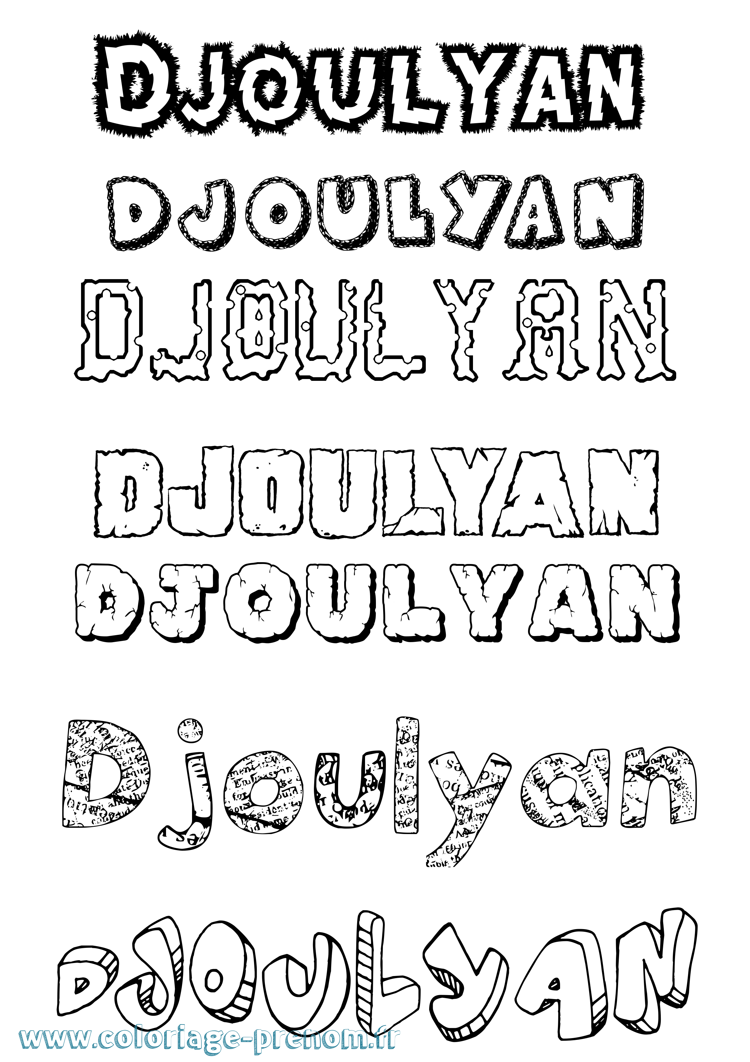 Coloriage prénom Djoulyan Destructuré