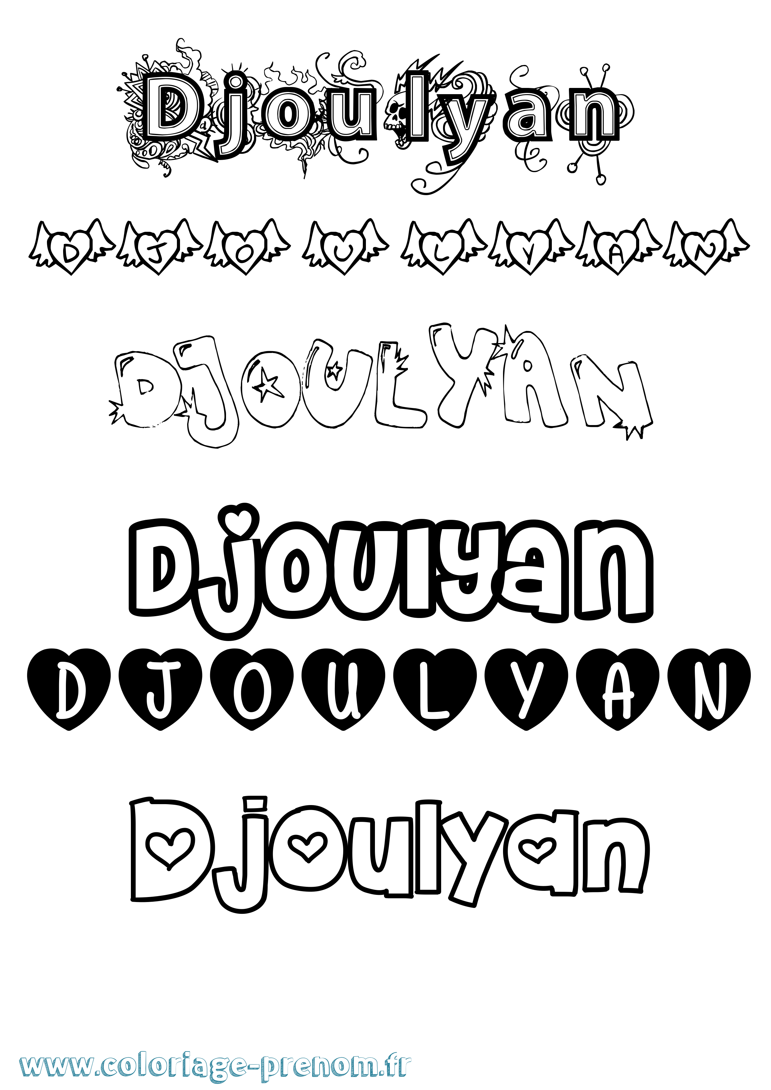 Coloriage prénom Djoulyan Girly