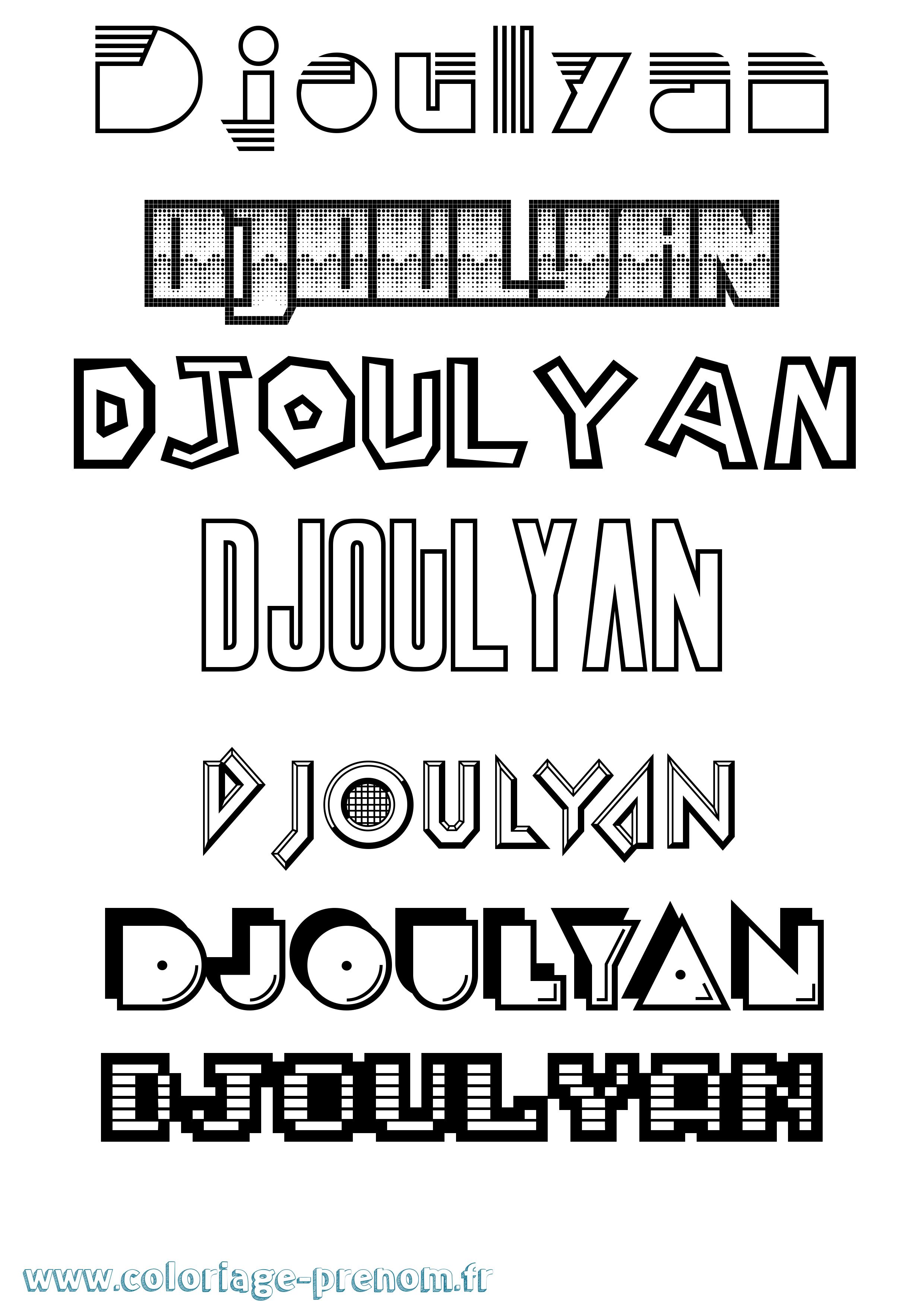 Coloriage prénom Djoulyan Jeux Vidéos