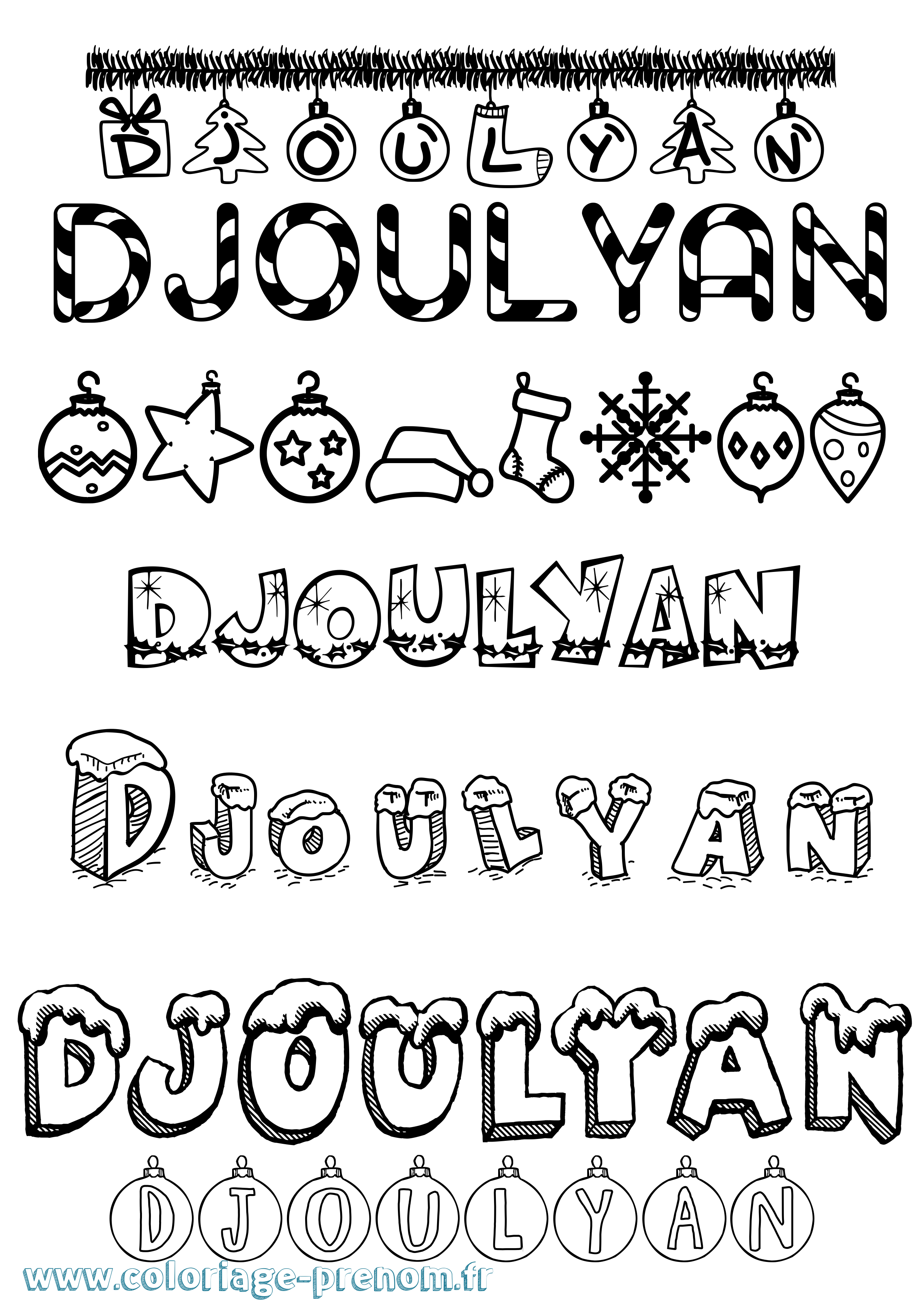 Coloriage prénom Djoulyan Noël