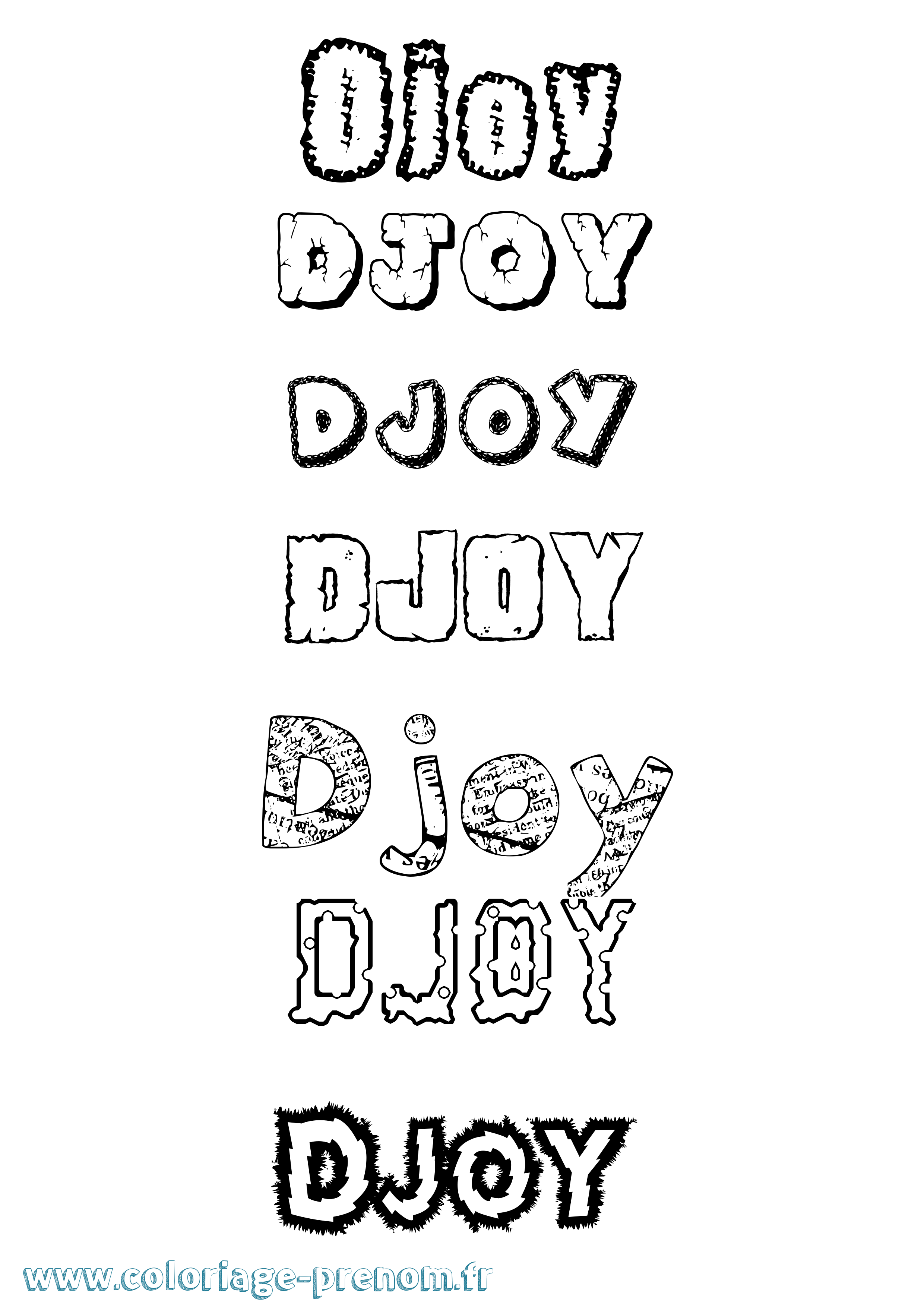 Coloriage prénom Djoy Destructuré