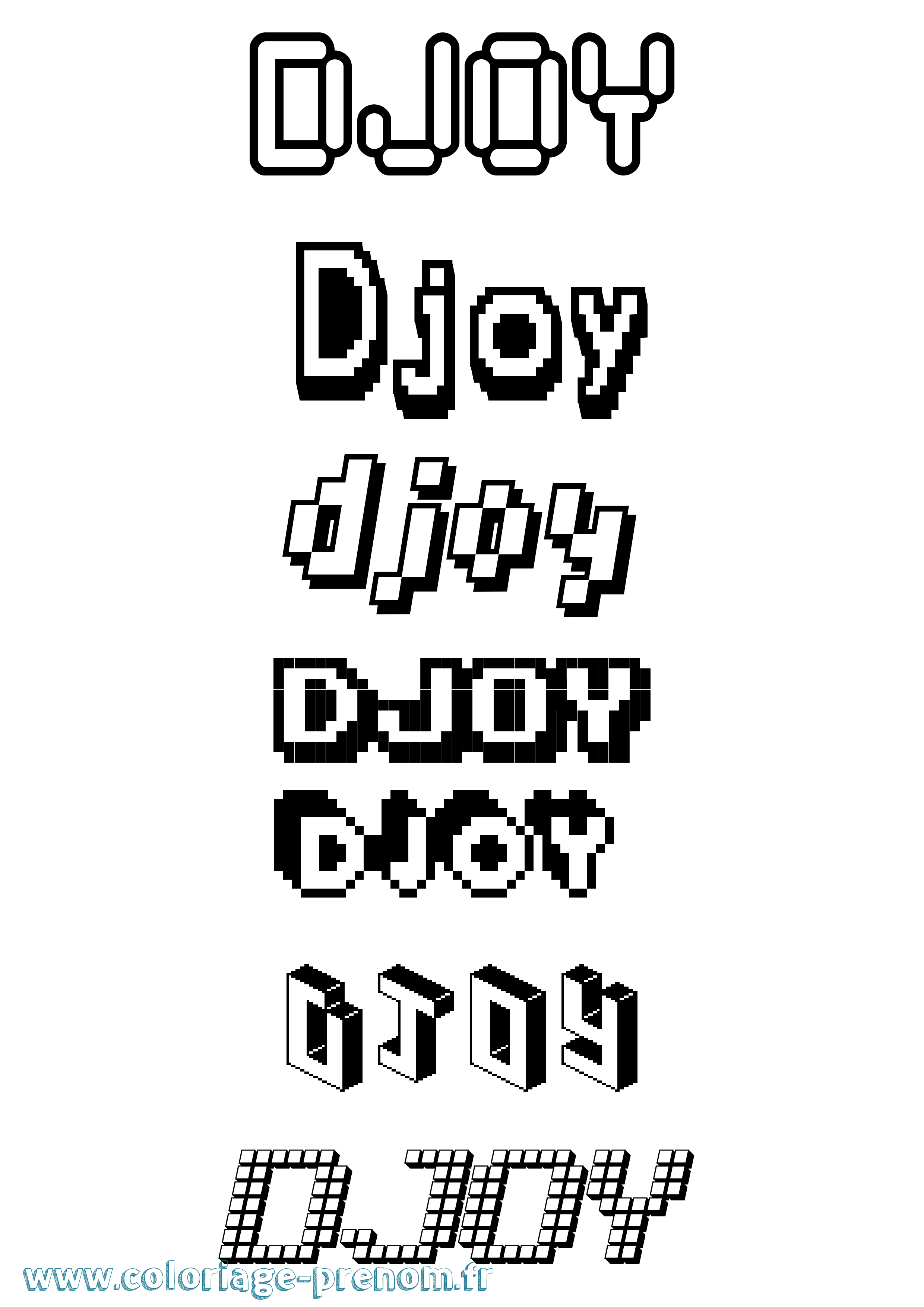 Coloriage prénom Djoy Pixel