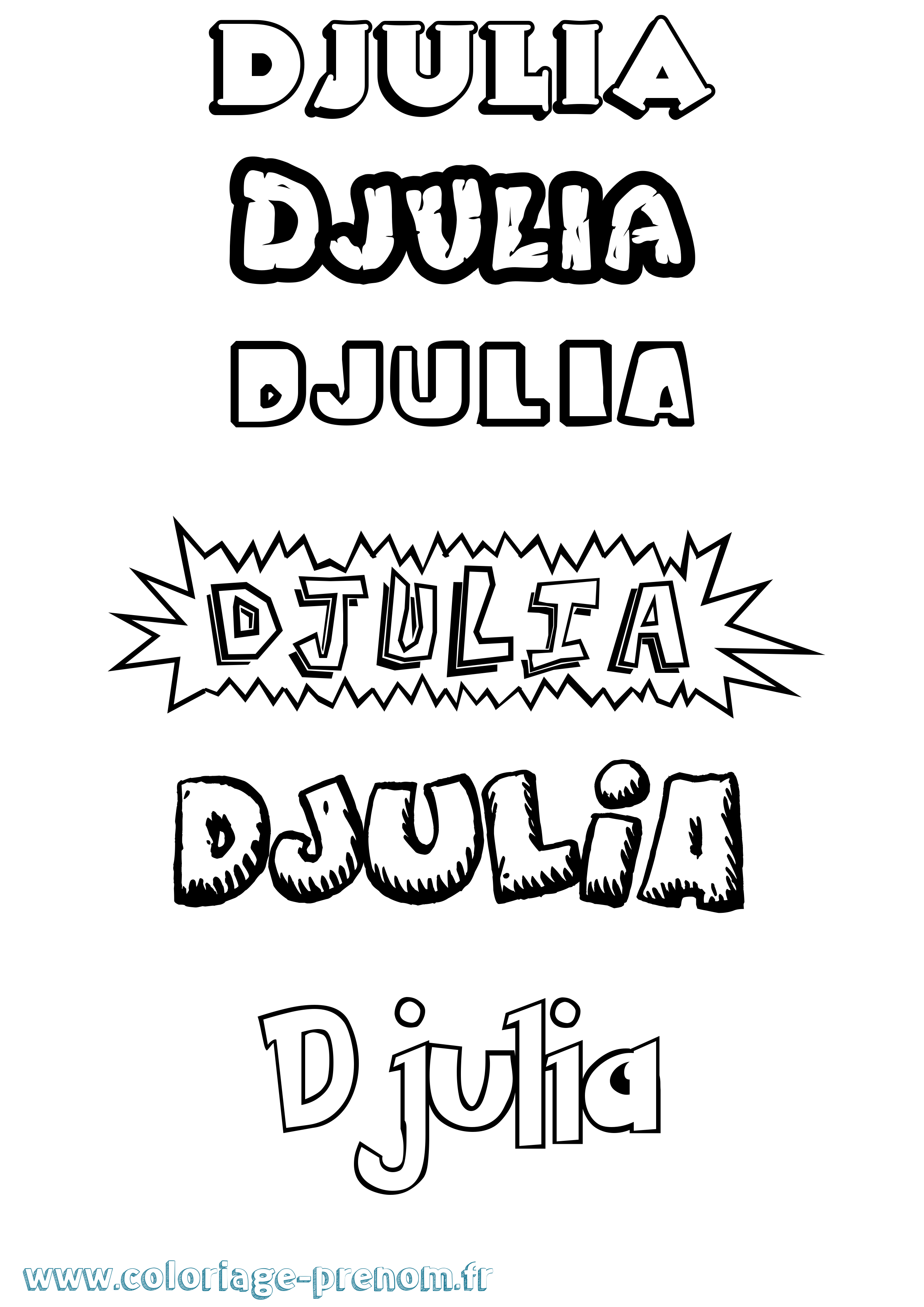 Coloriage Djulia Dessin Animé Coloriage prénom Djulia Dessin Animé