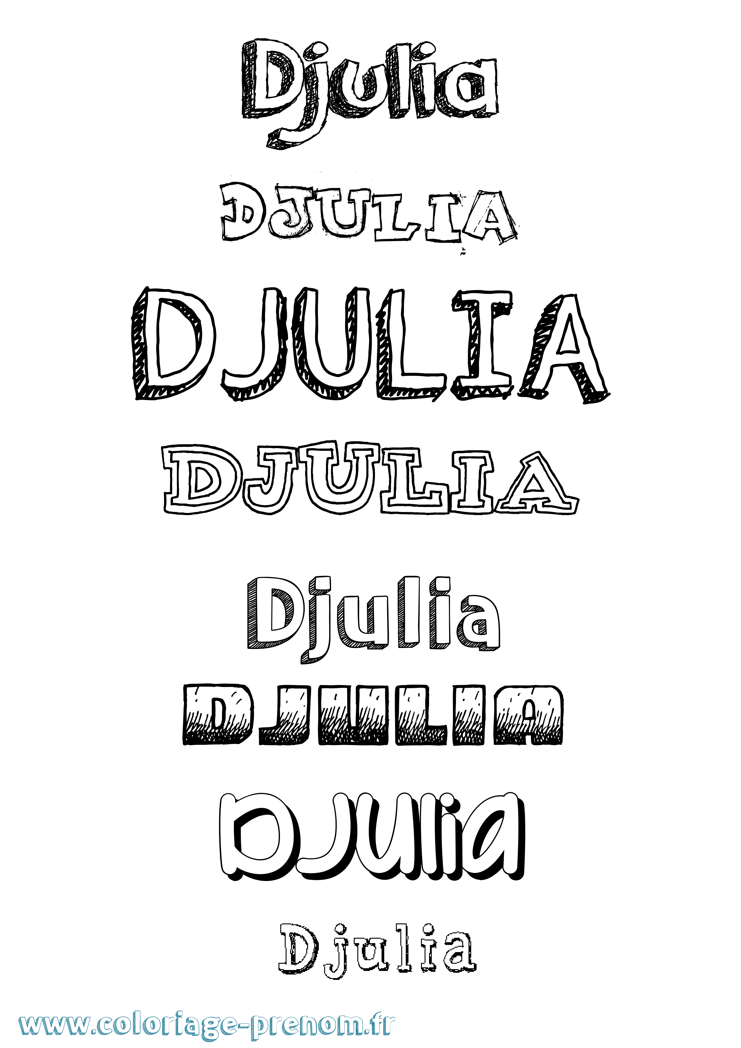 Coloriage prénom Djulia Dessiné