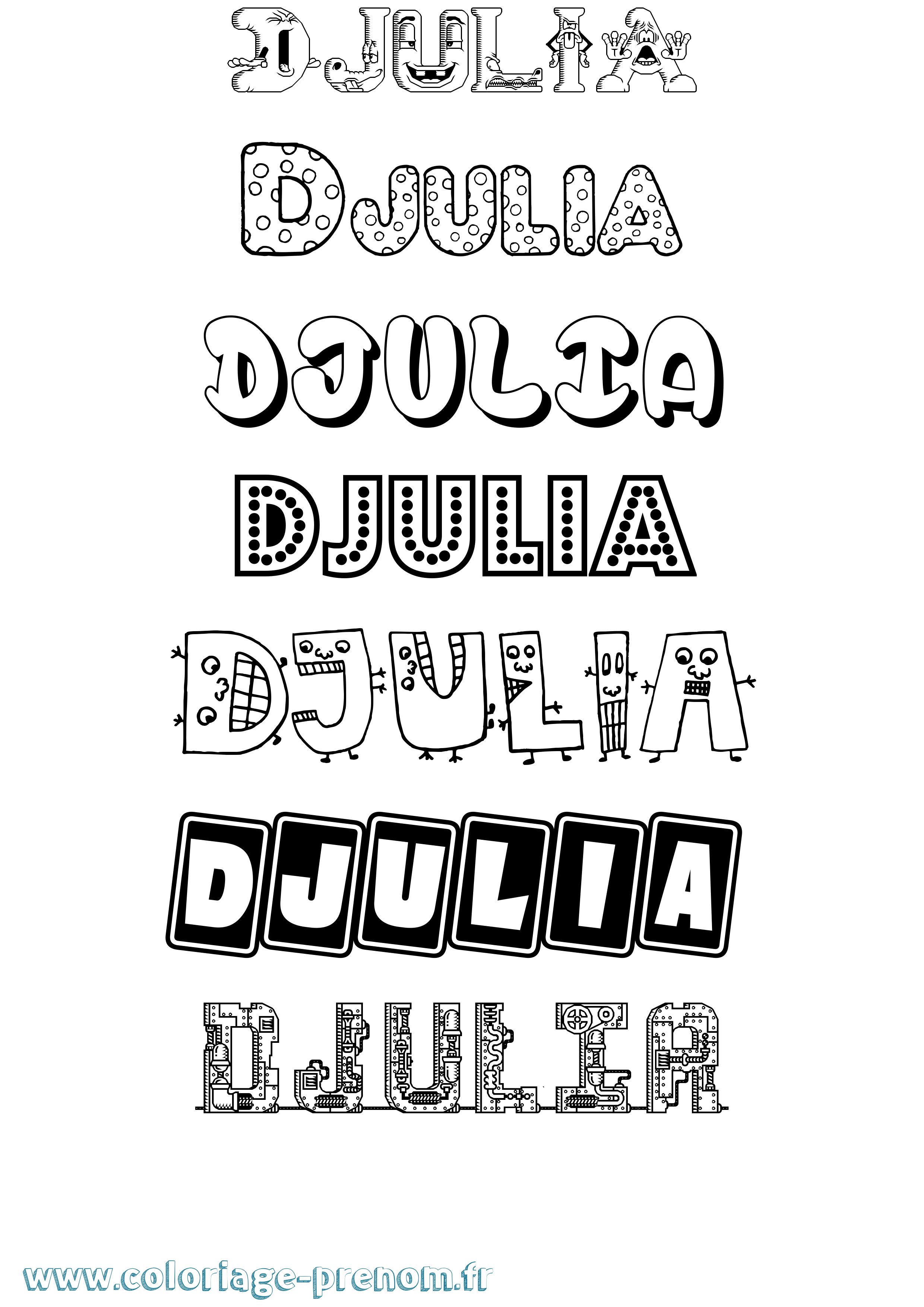 Coloriage Djulia Fun Coloriage prénom Djulia Fun