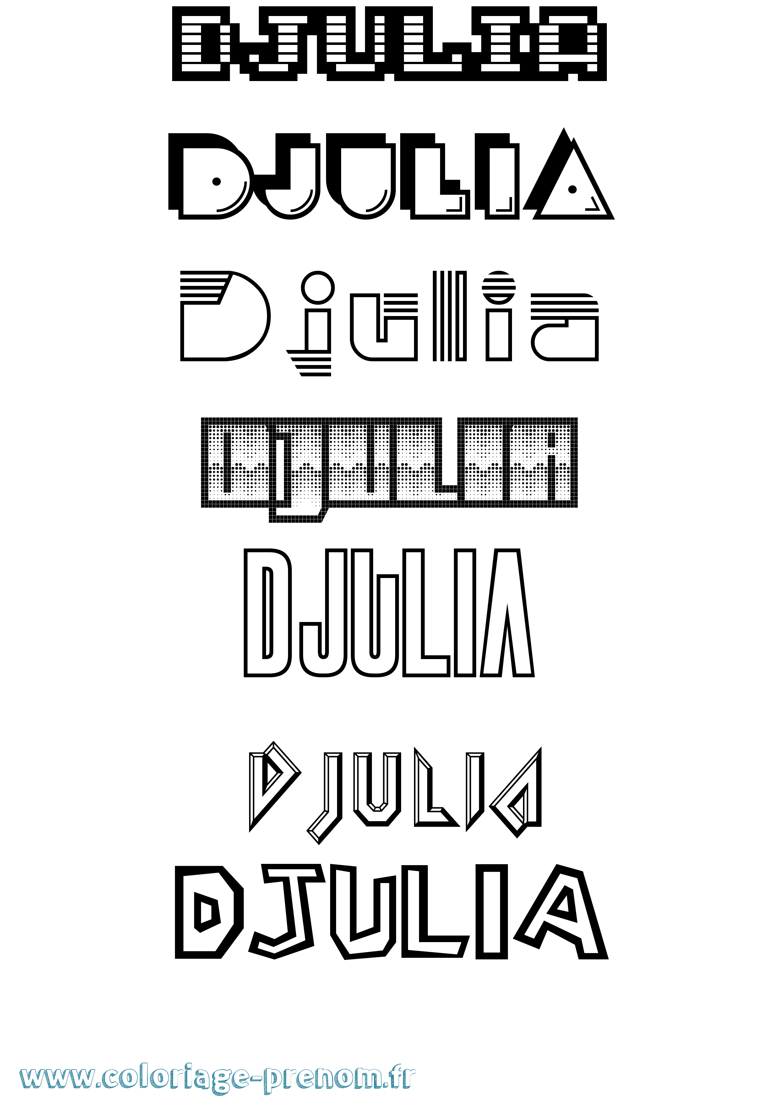 Coloriage Djulia Jeux Vidéos Coloriage prénom Djulia Jeux Vidéos