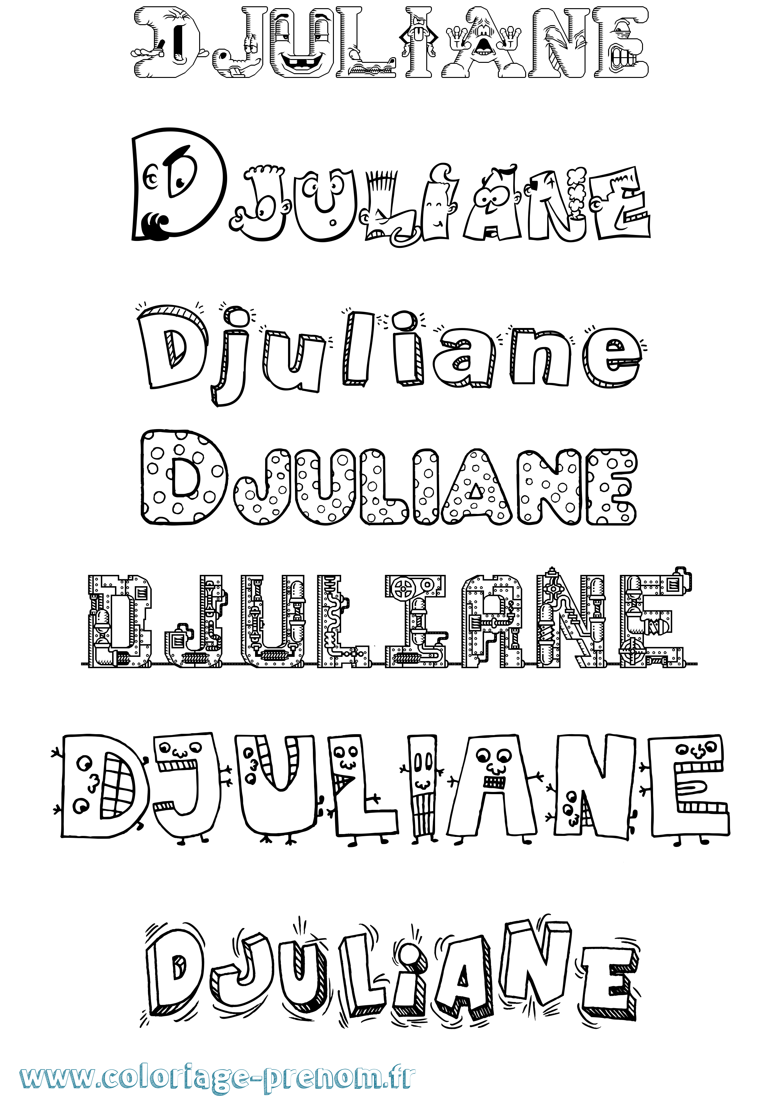 Coloriage prénom Djuliane Fun