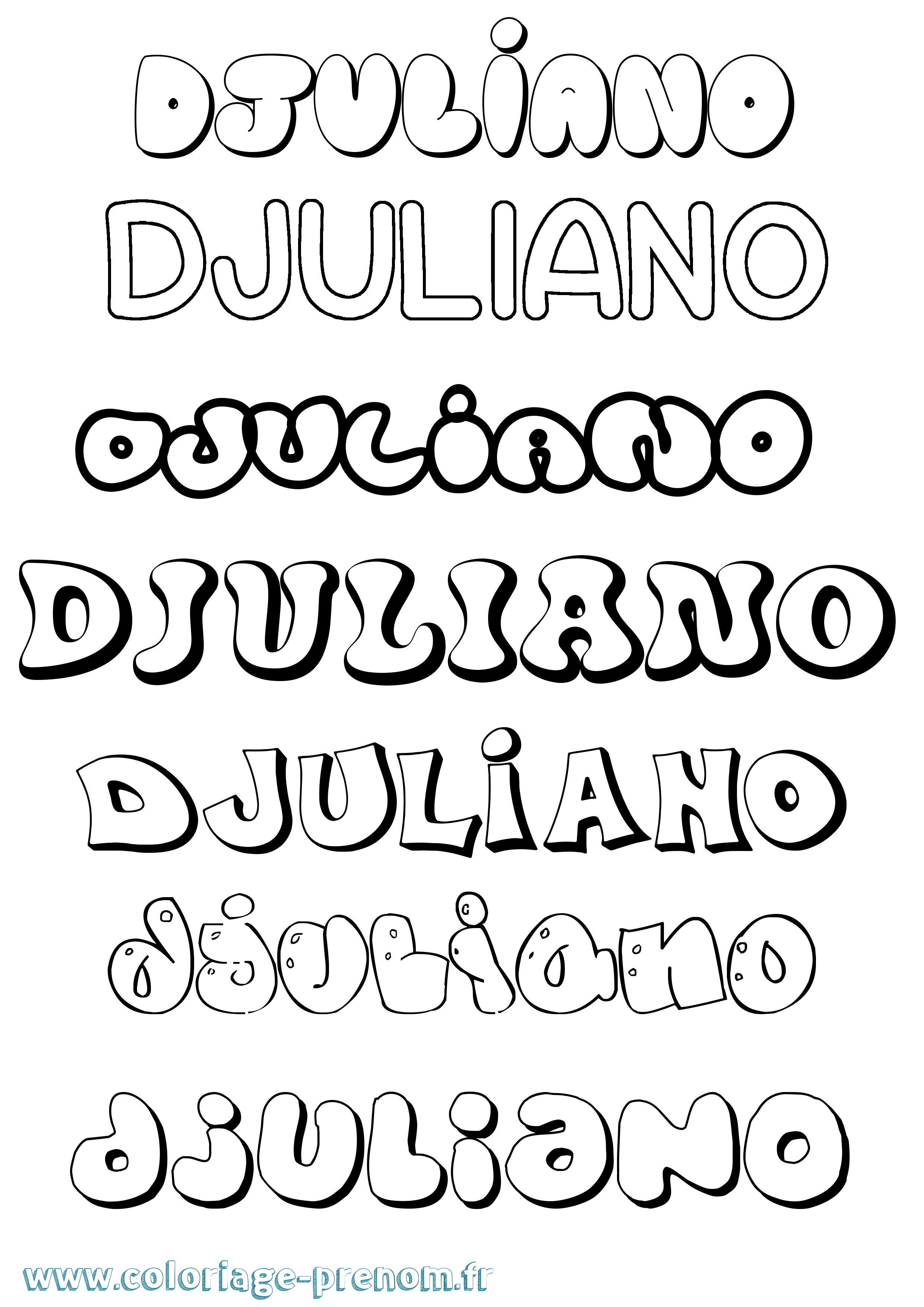 Coloriage prénom Djuliano Bubble