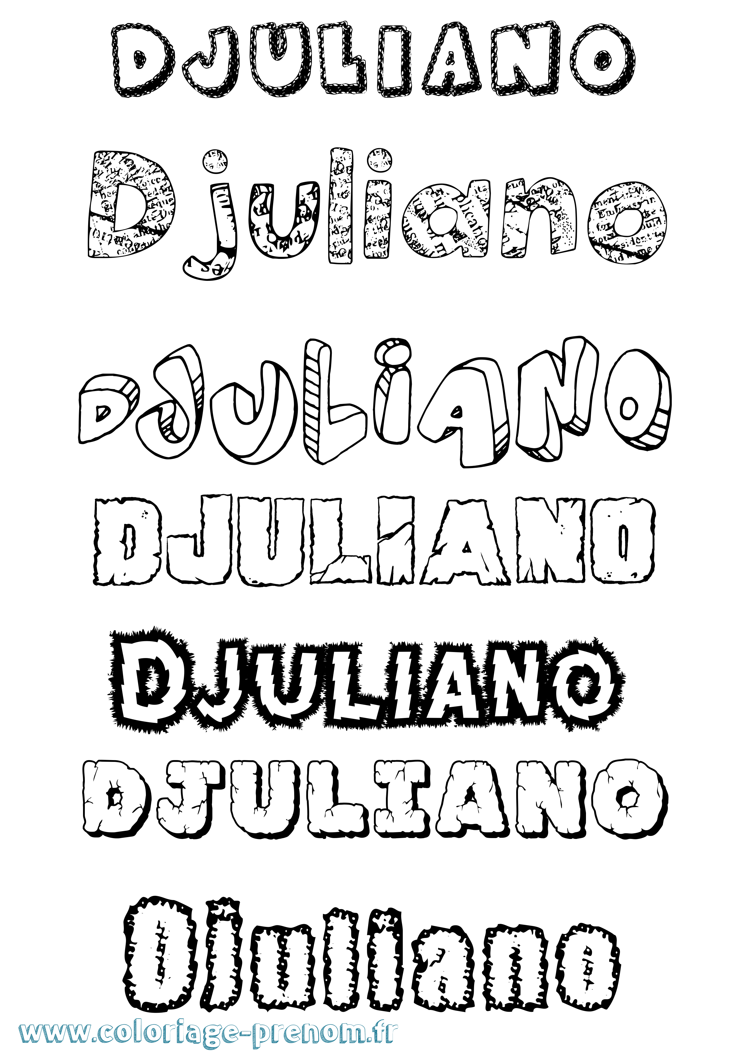 Coloriage prénom Djuliano Destructuré