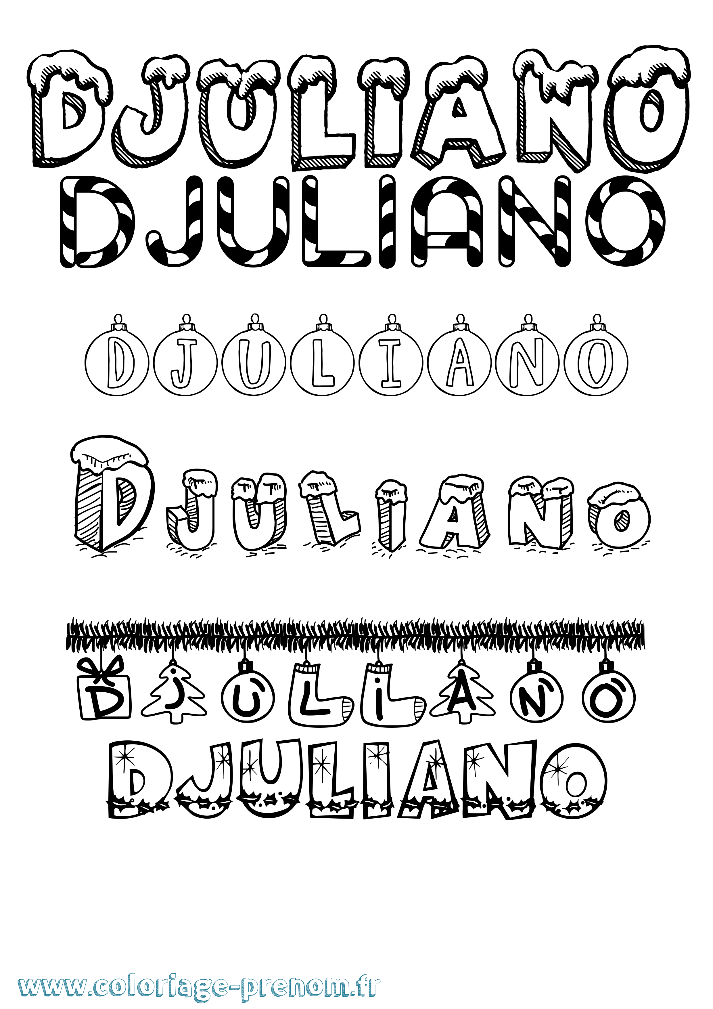 Coloriage prénom Djuliano Noël