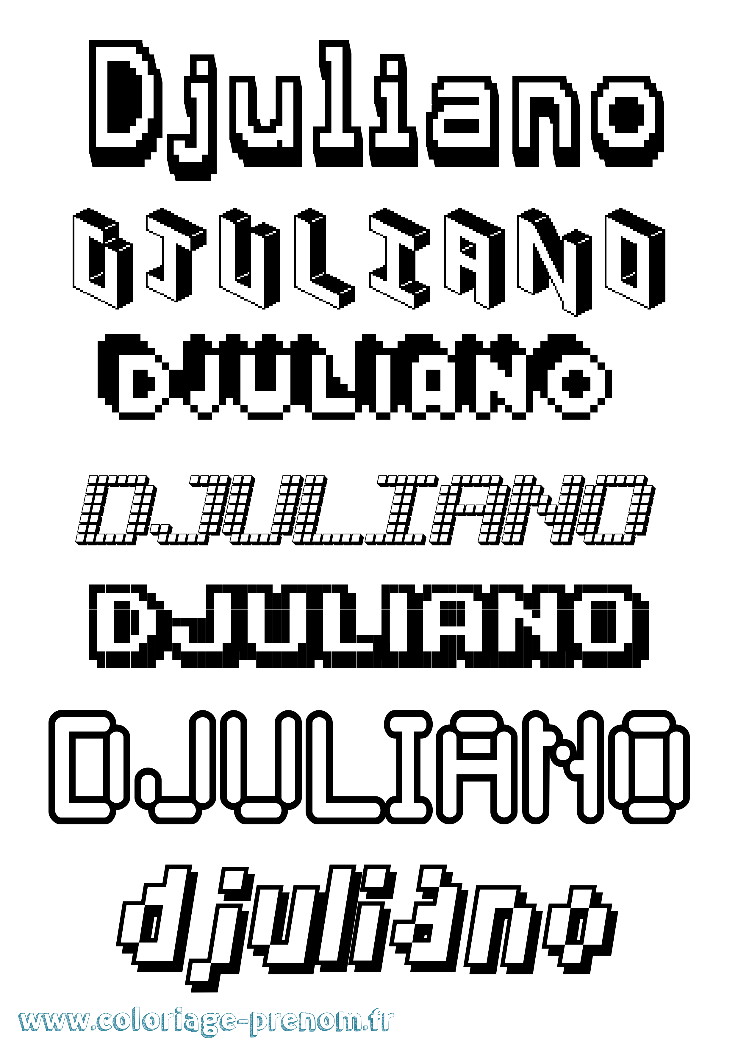 Coloriage prénom Djuliano Pixel