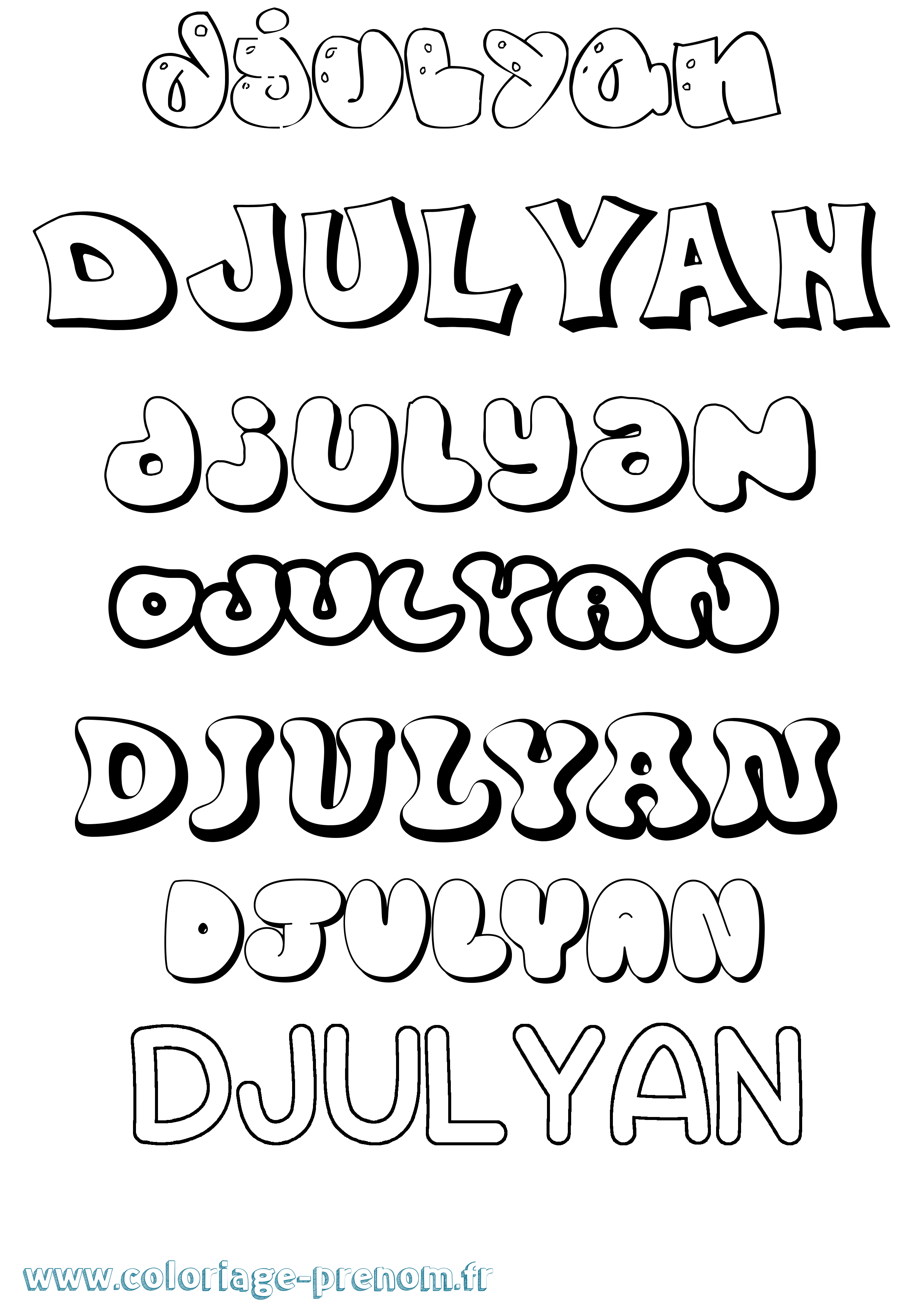 Coloriage prénom Djulyan Bubble