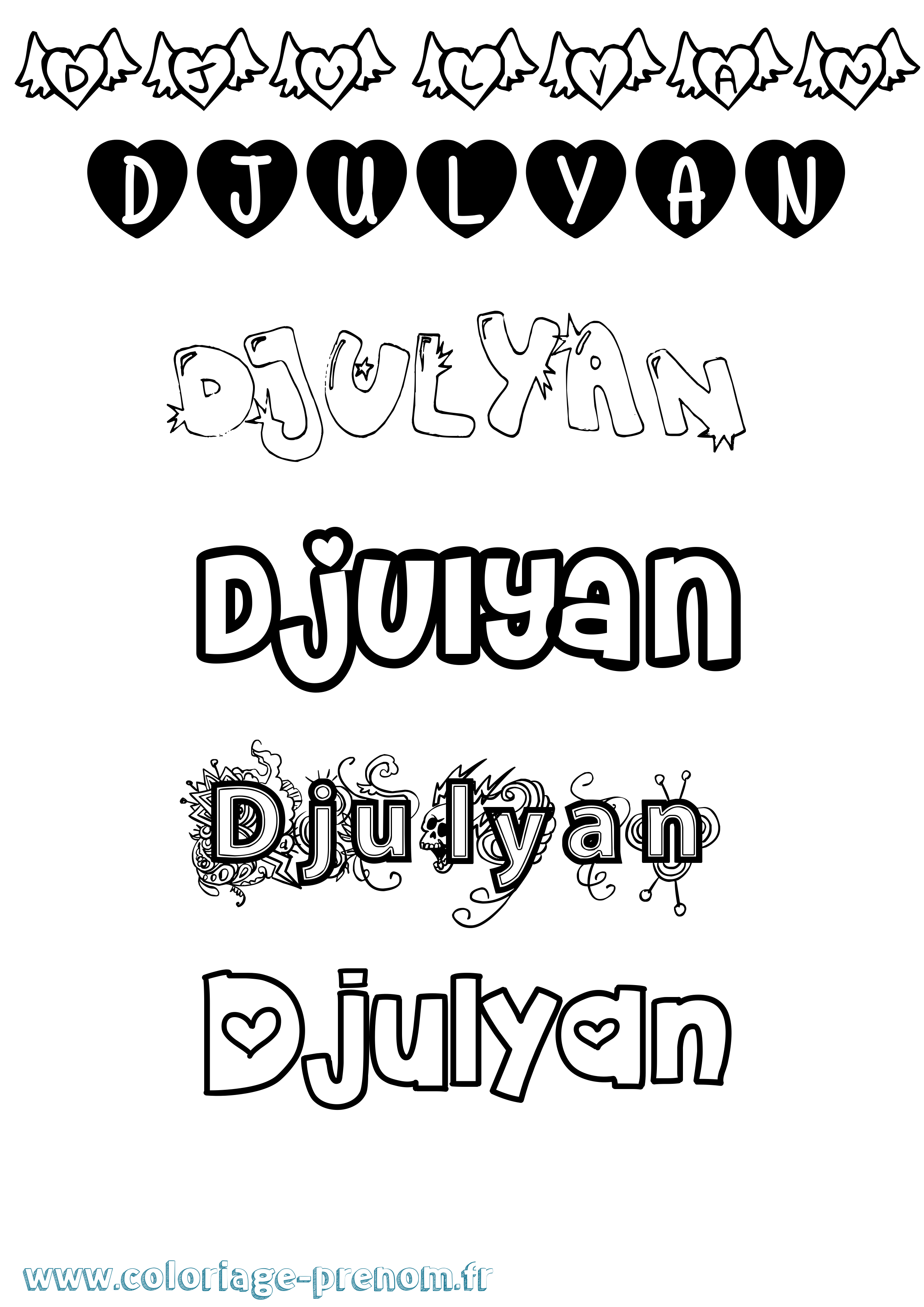 Coloriage prénom Djulyan Girly
