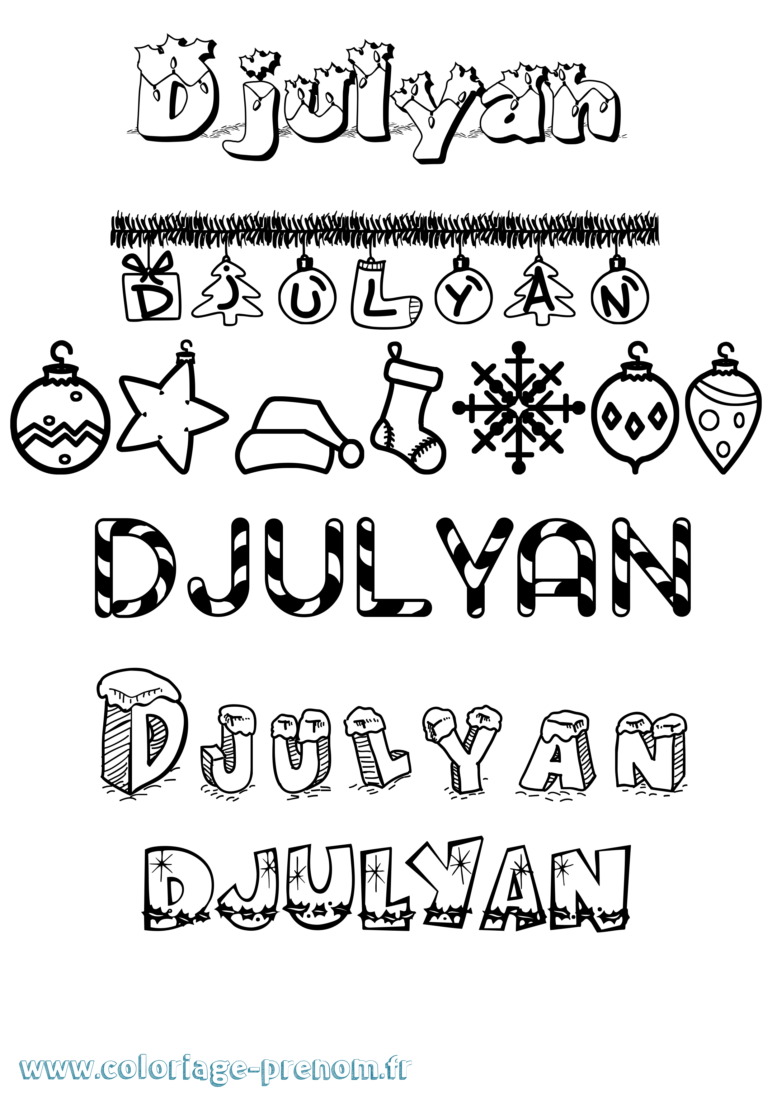 Coloriage prénom Djulyan Noël