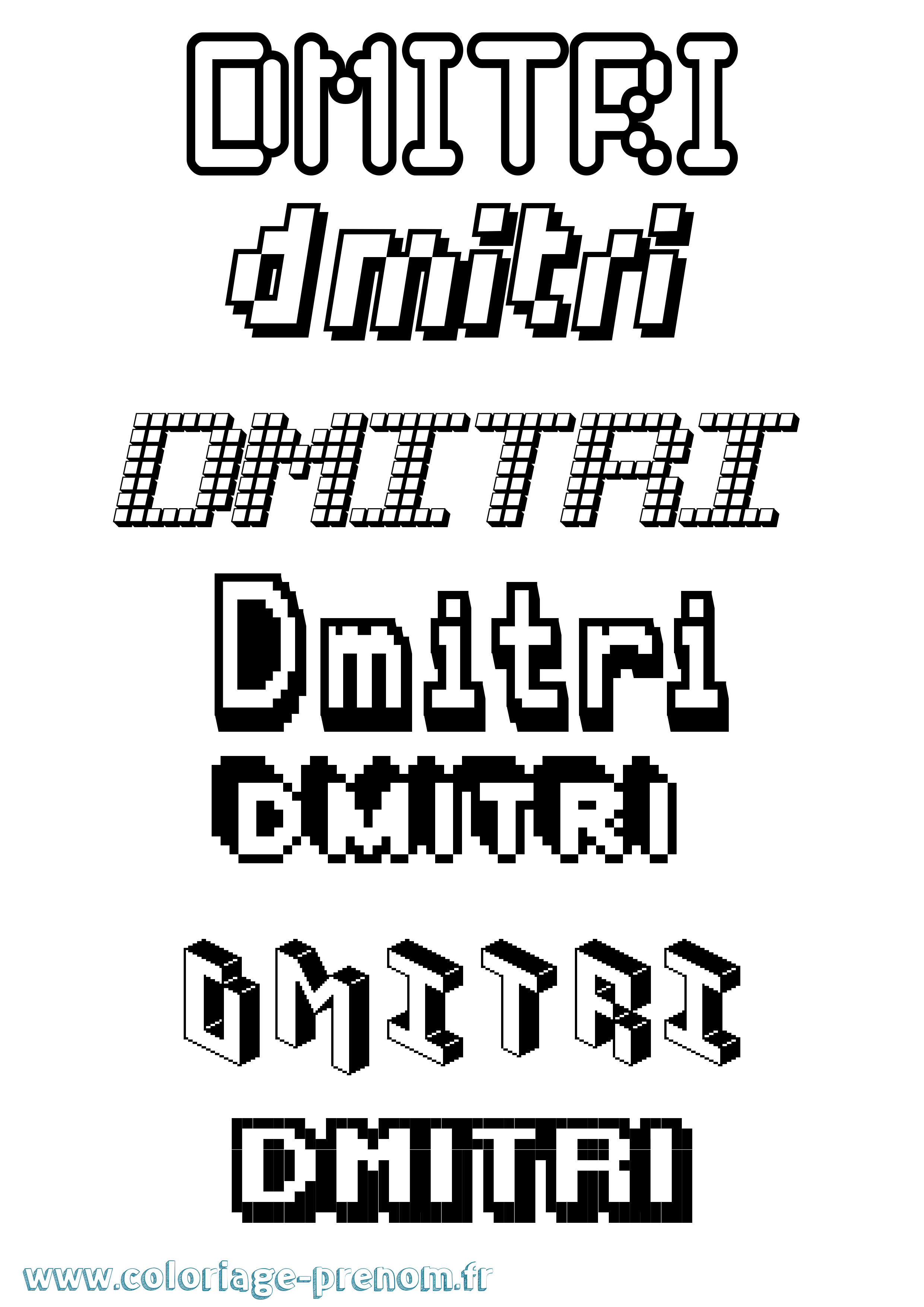 Coloriage prénom Dmitri Pixel