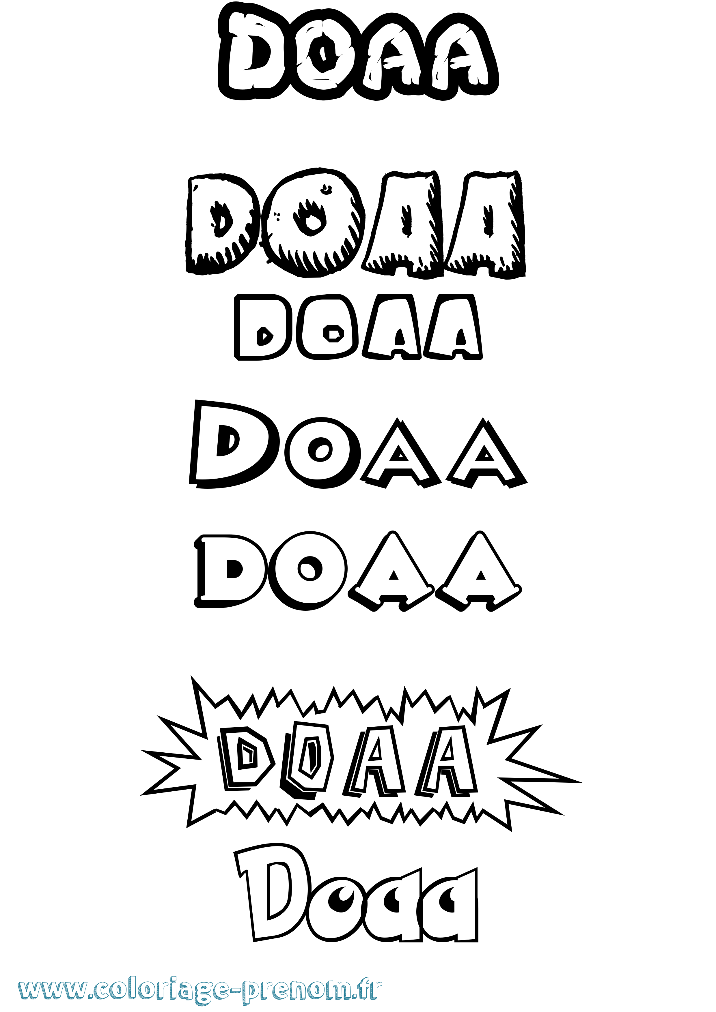 Coloriage prénom Doaa Dessin Animé