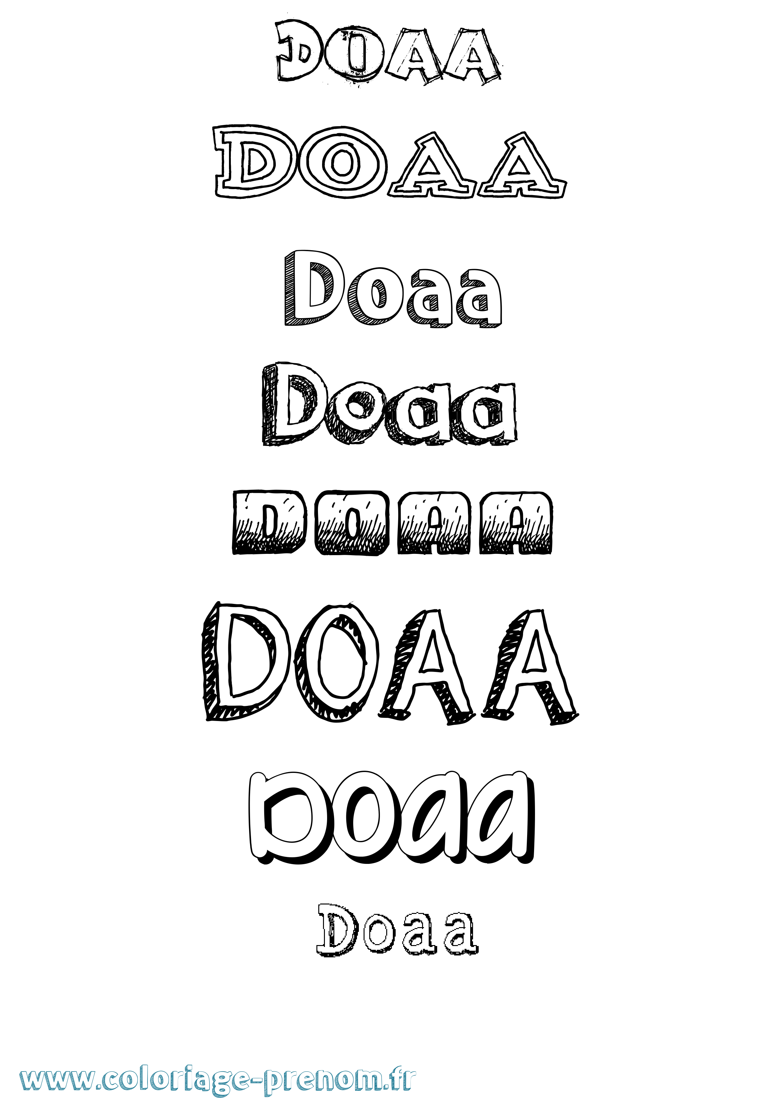 Coloriage prénom Doaa Dessiné