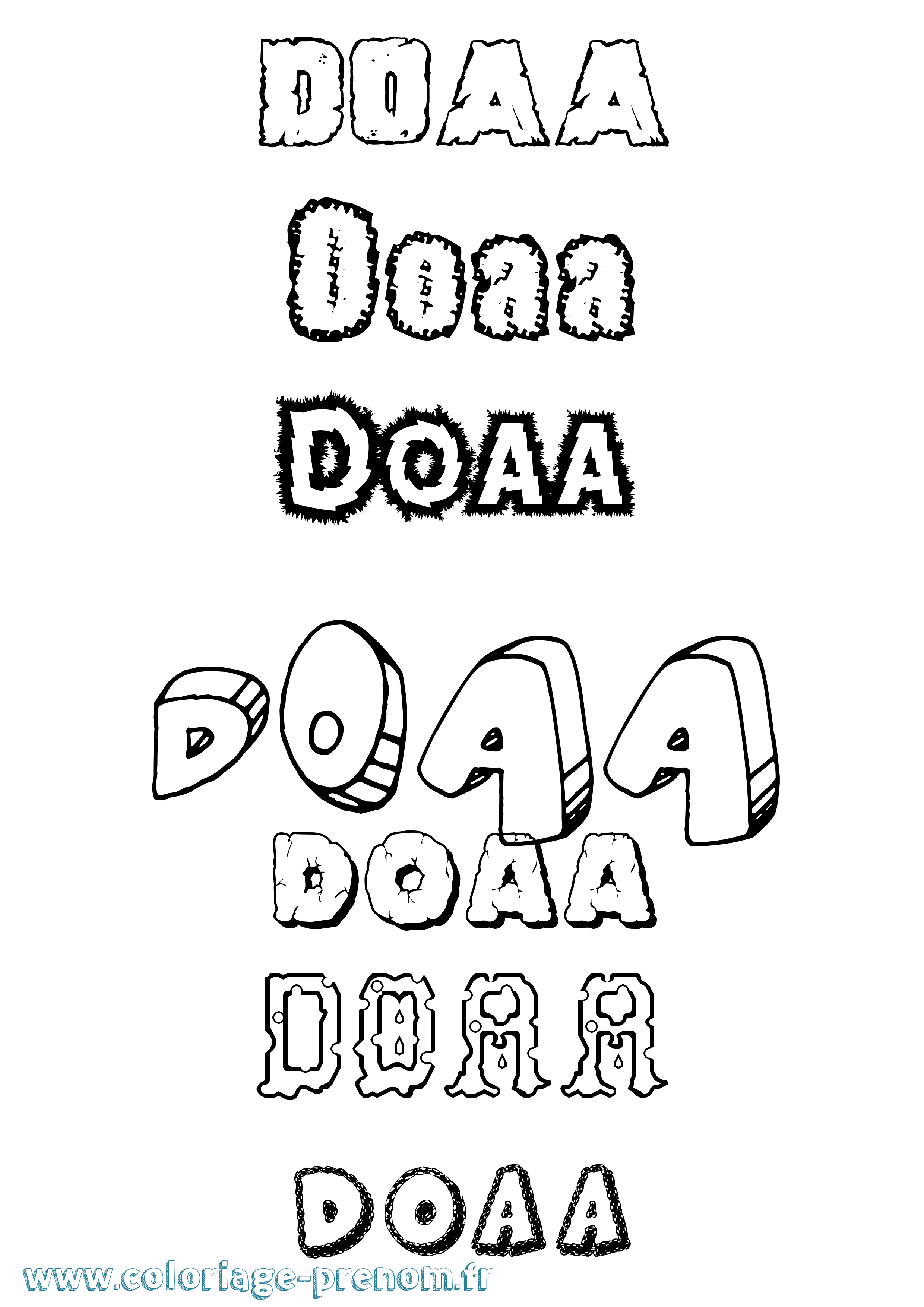 Coloriage prénom Doaa Destructuré