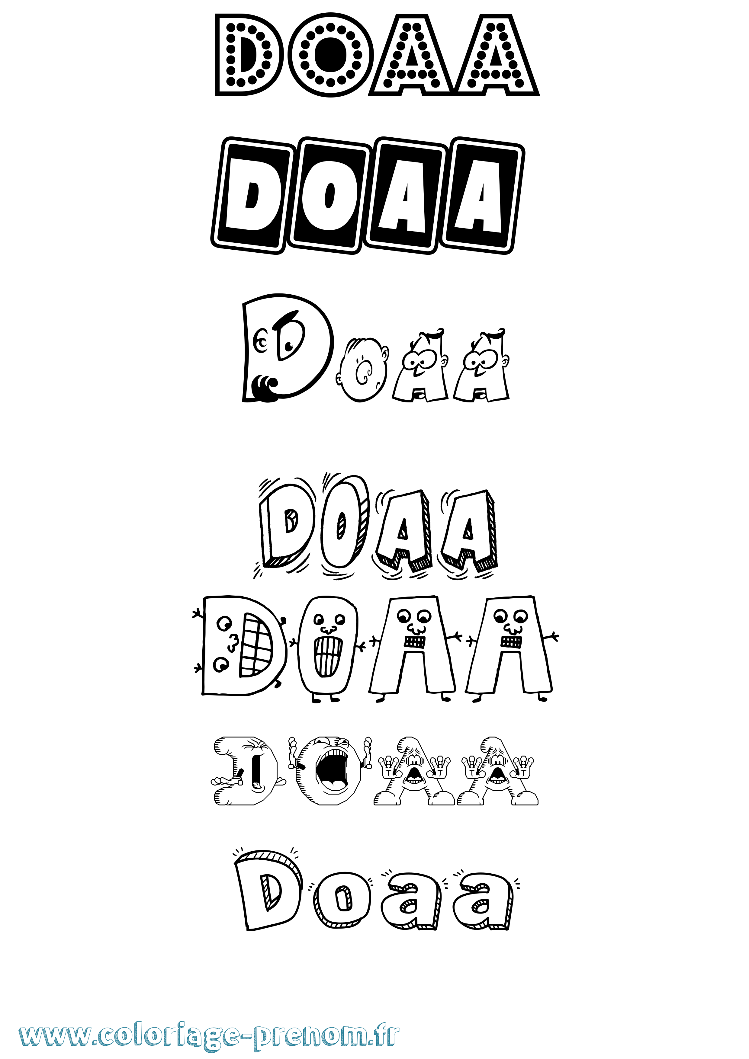 Coloriage prénom Doaa Fun