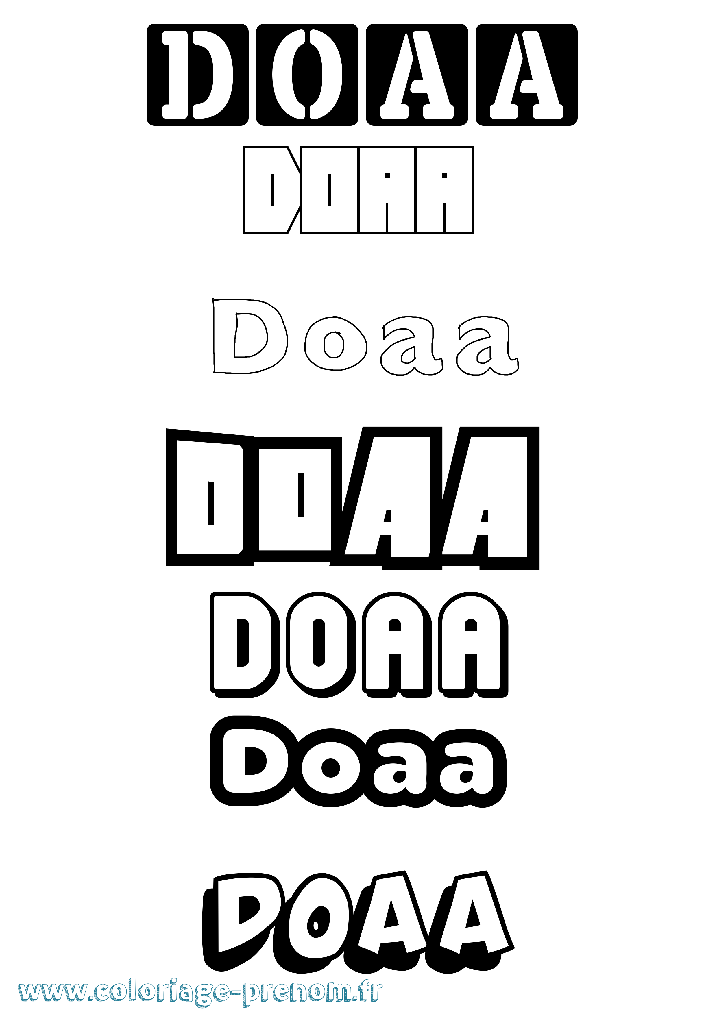 Coloriage prénom Doaa Simple