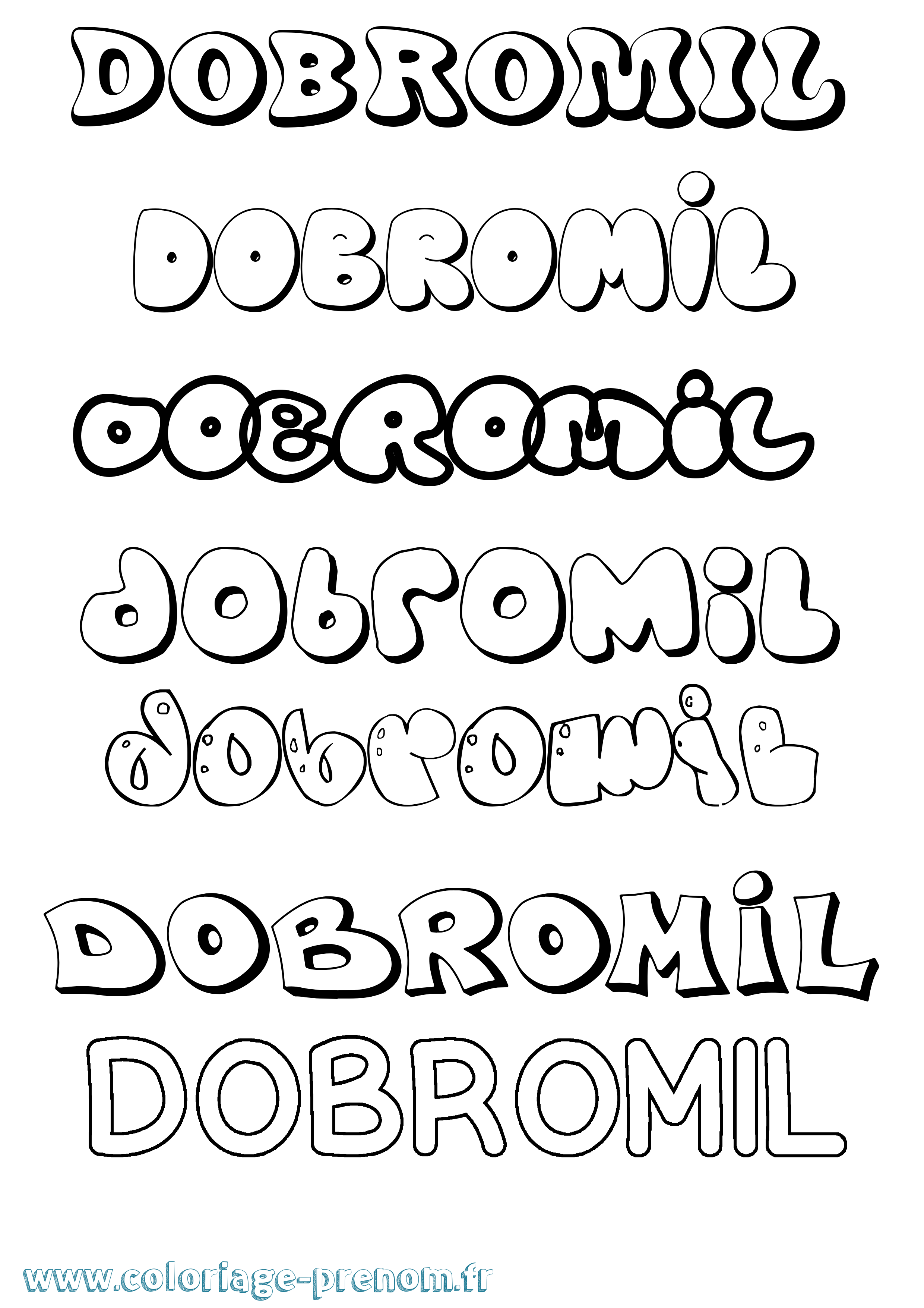Coloriage prénom Dobromil Bubble