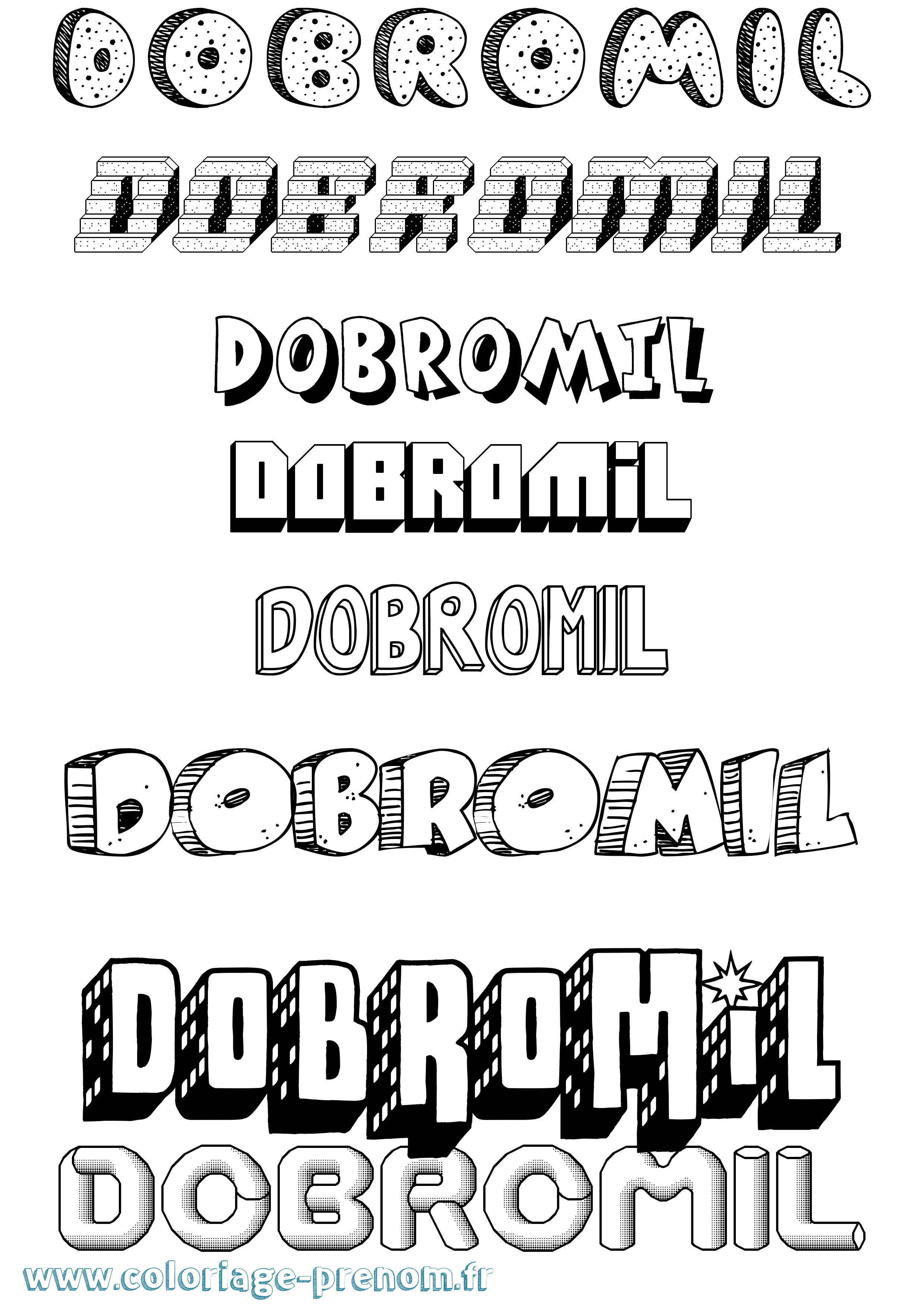 Coloriage Dobromil Effet 3D Coloriage prénom Dobromil Effet 3D