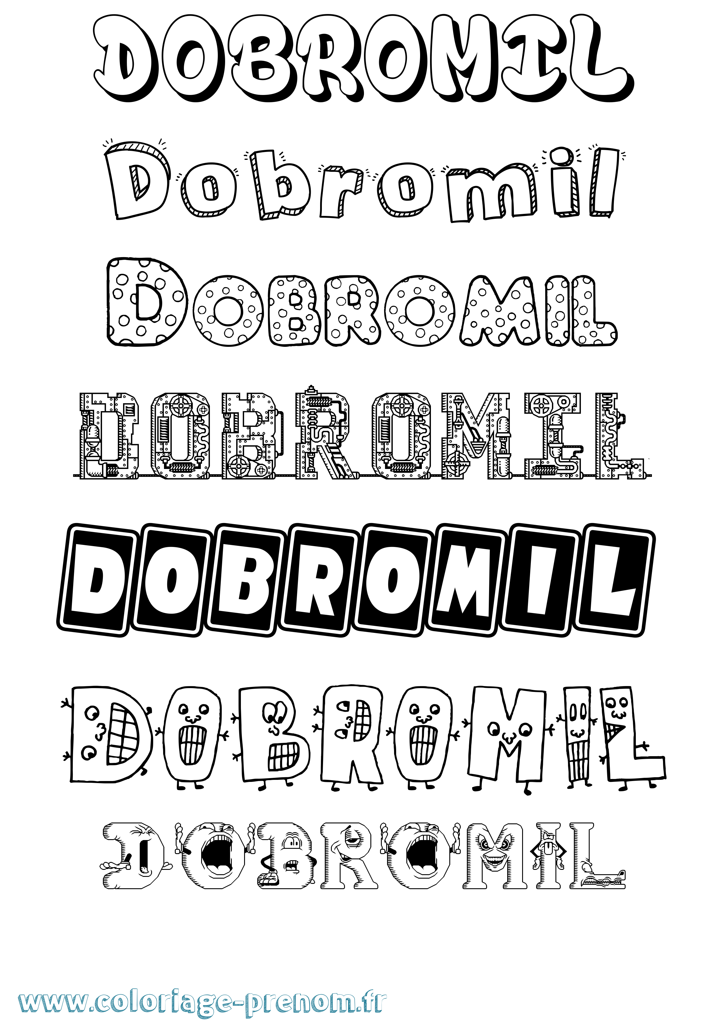 Coloriage prénom Dobromil Fun