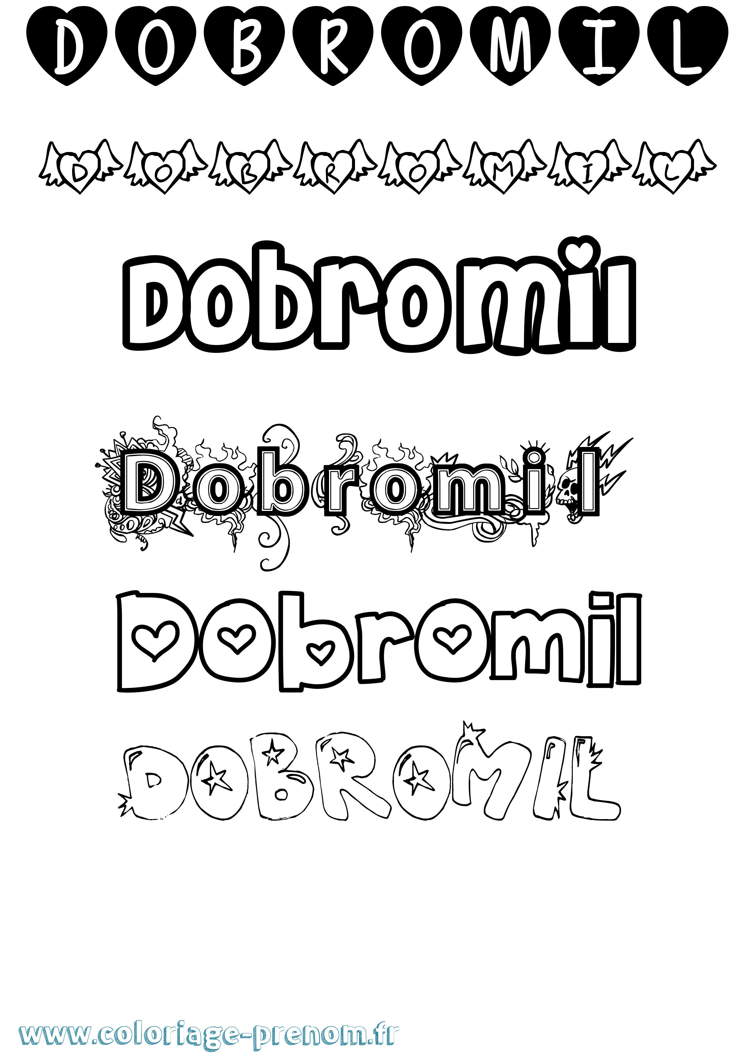 Coloriage prénom Dobromil Girly