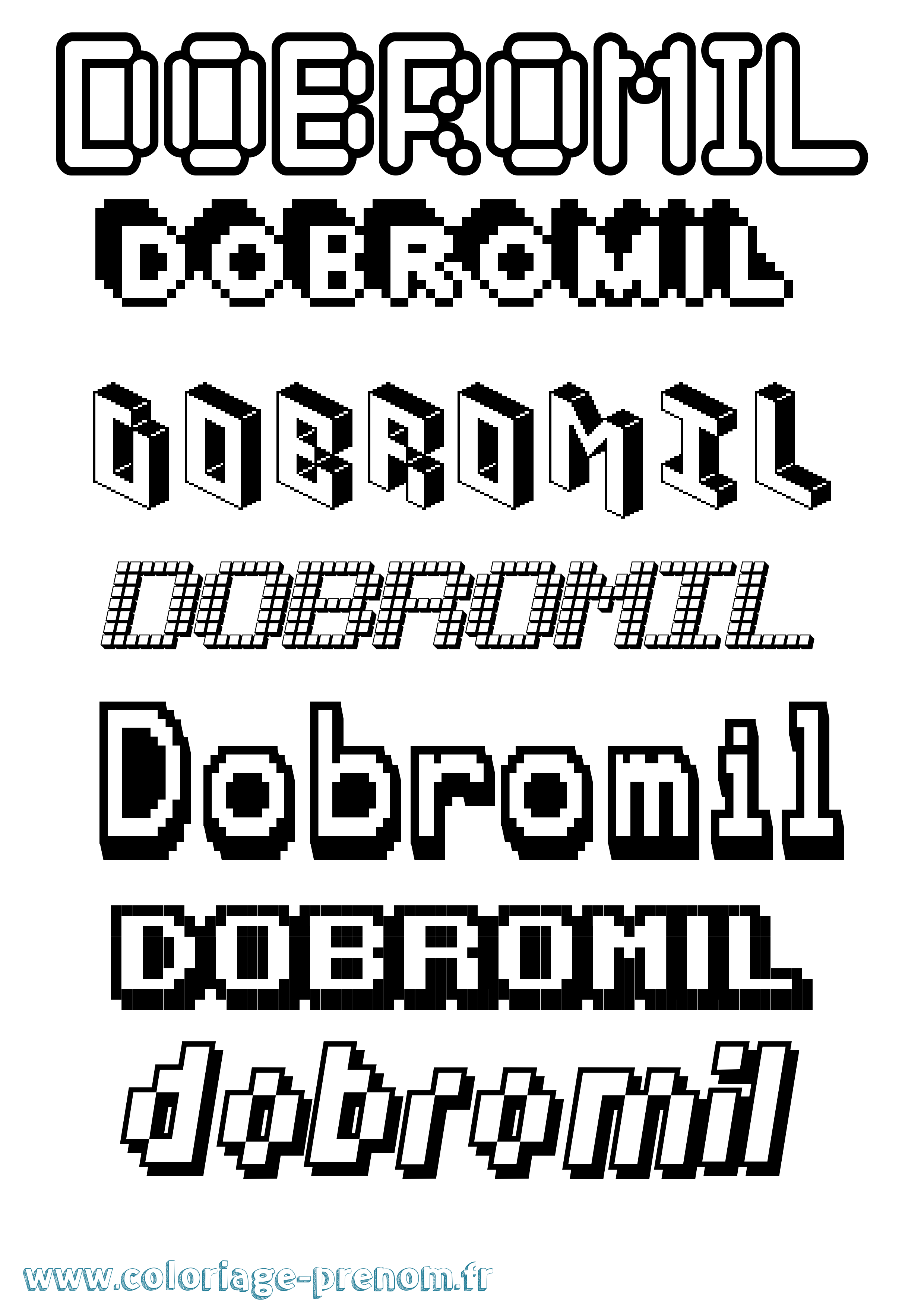 Coloriage prénom Dobromil Pixel
