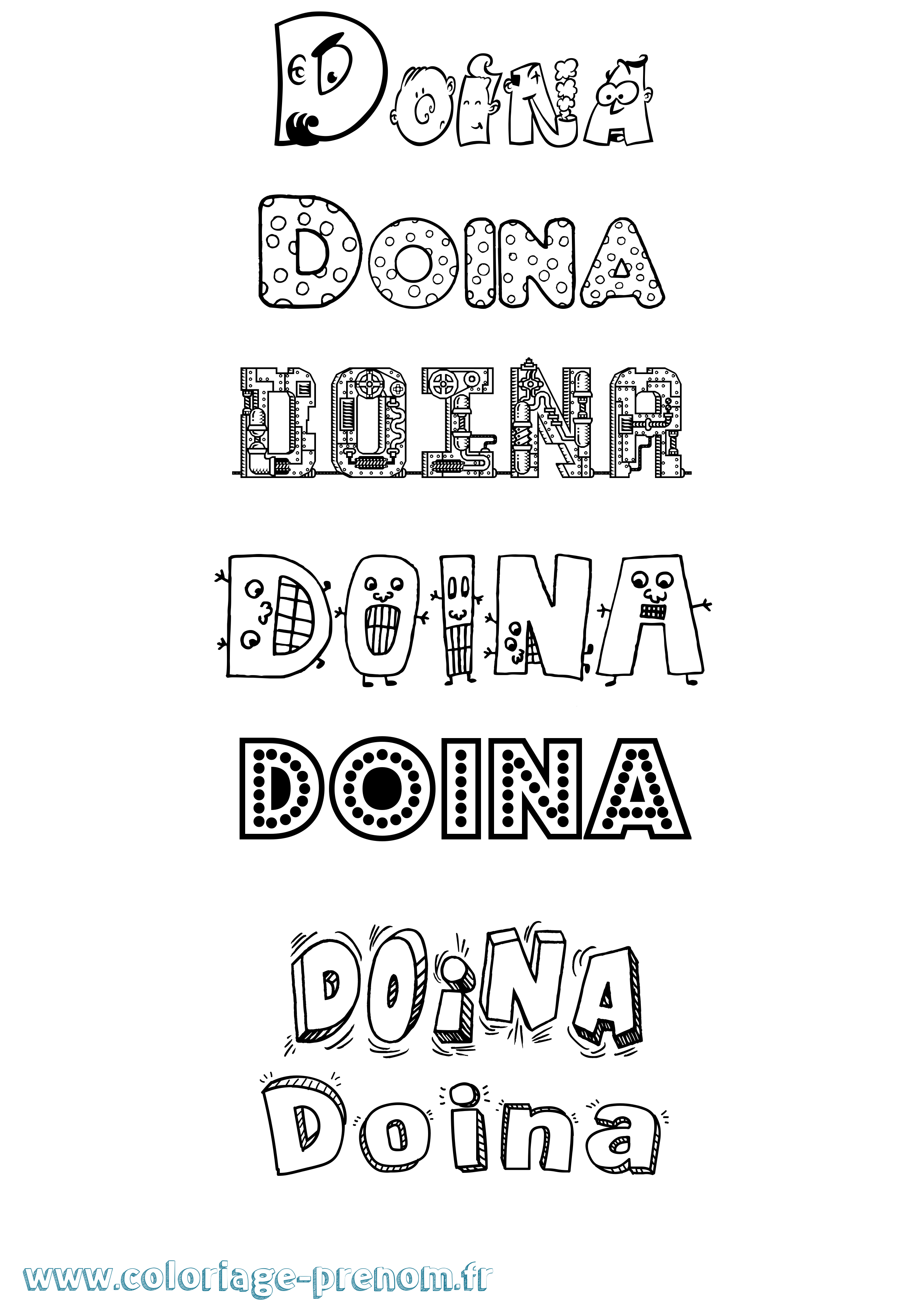 Coloriage prénom Doina Fun