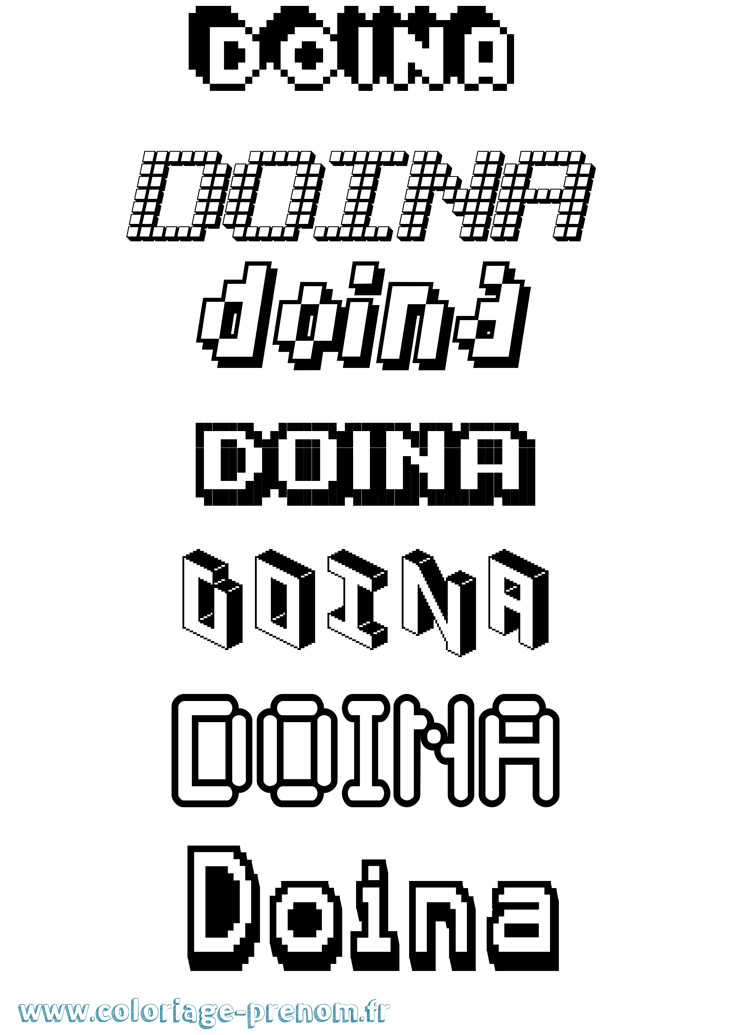 Coloriage prénom Doina Pixel