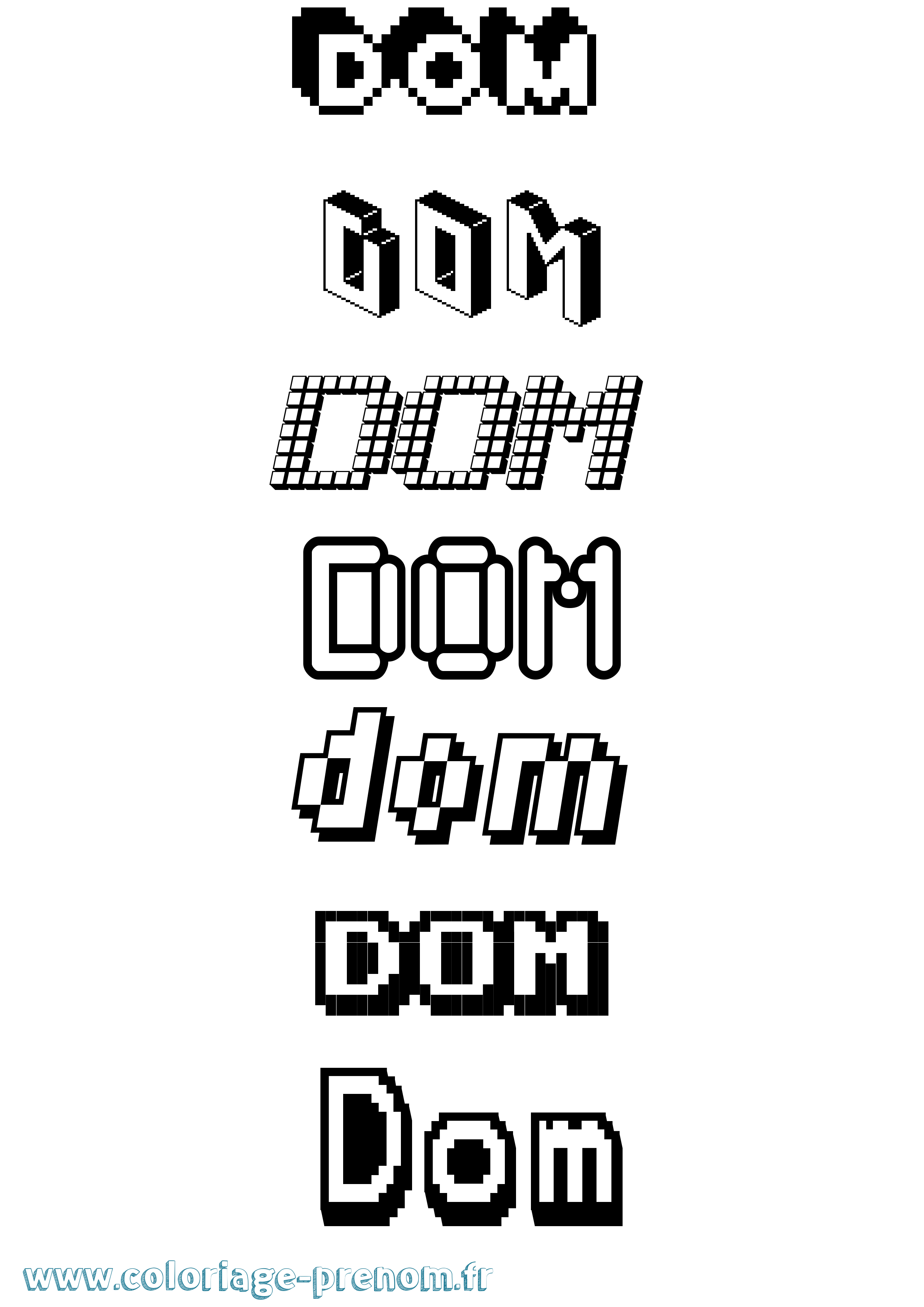 Coloriage prénom Dom Pixel