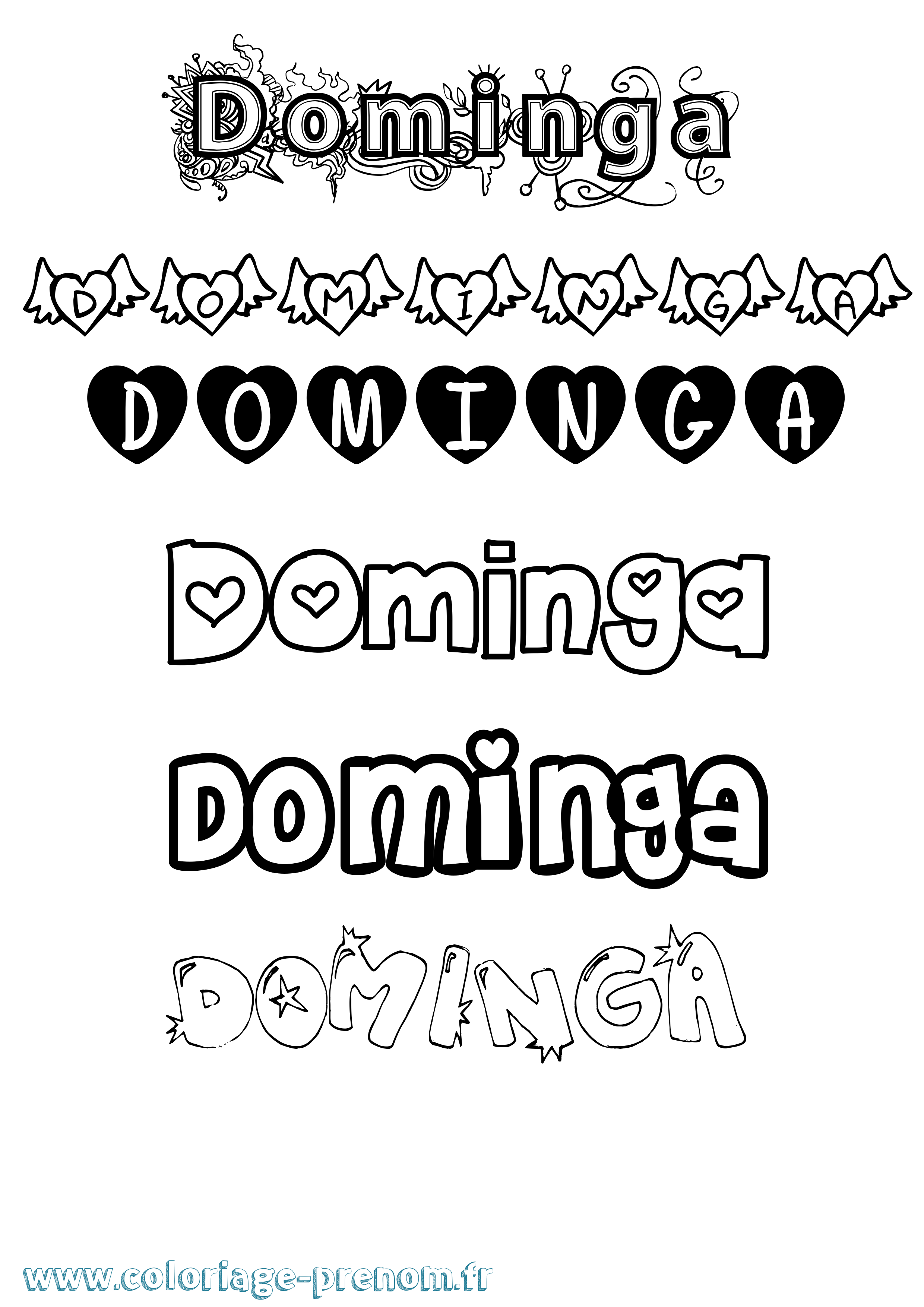 Coloriage prénom Dominga Girly