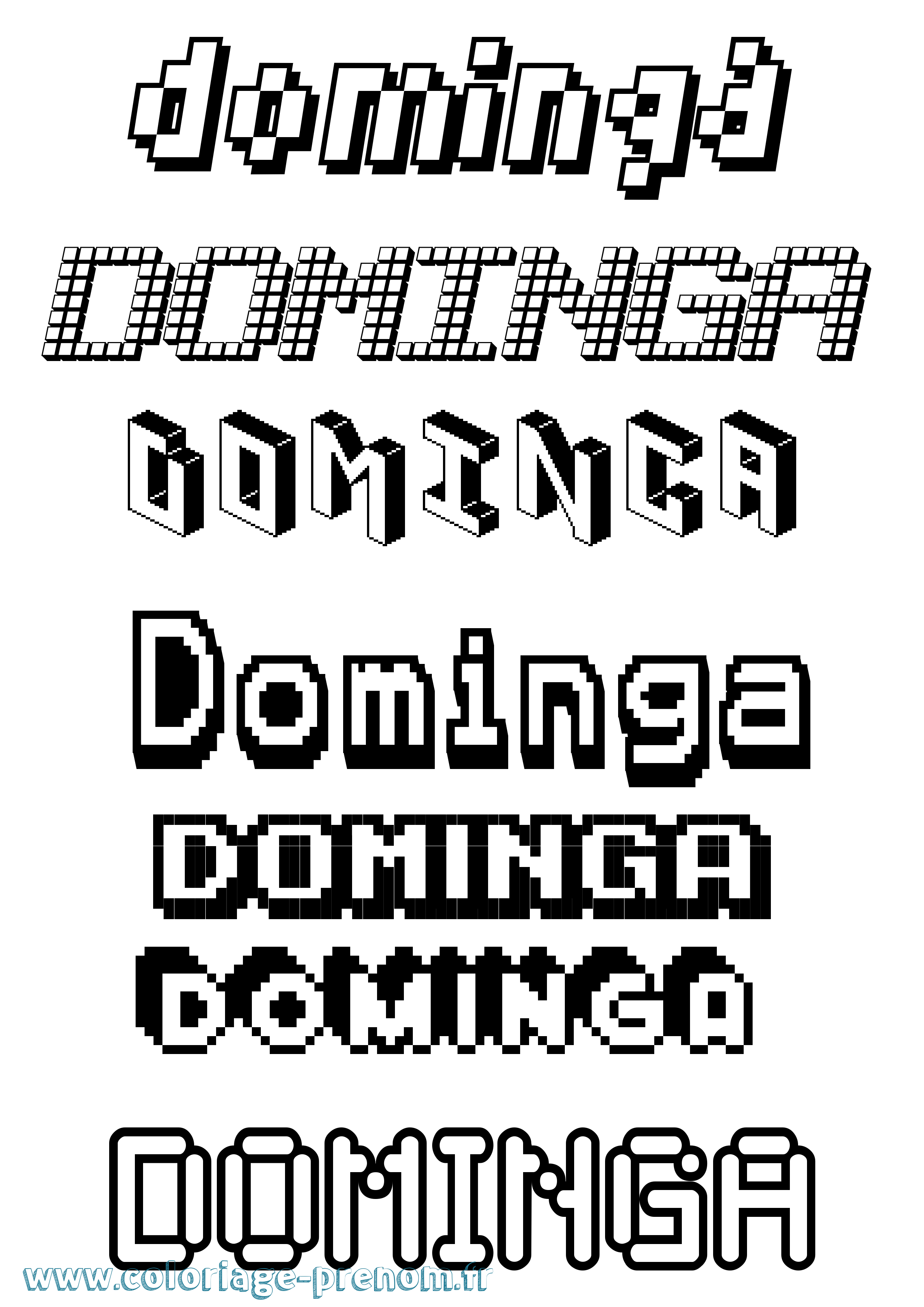 Coloriage prénom Dominga Pixel