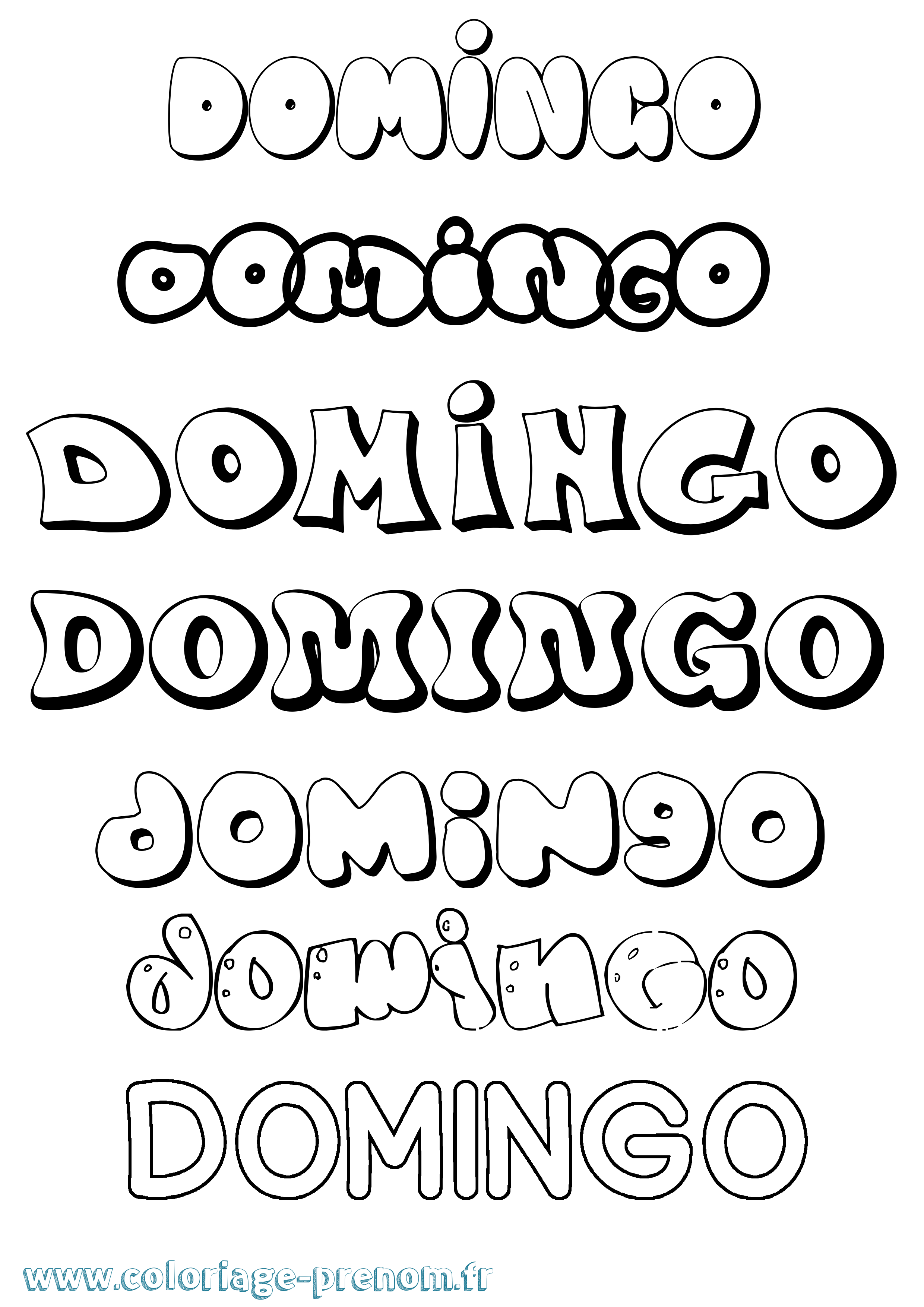 Coloriage prénom Domingo Bubble